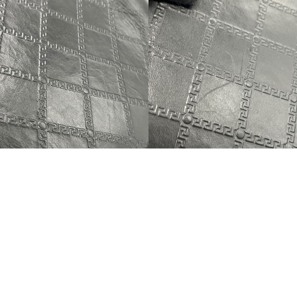 Authentic GIANNI VERSACE Vintage Mini Handbag Tote Black Leather Gold Hardware Fringe Tassel Women