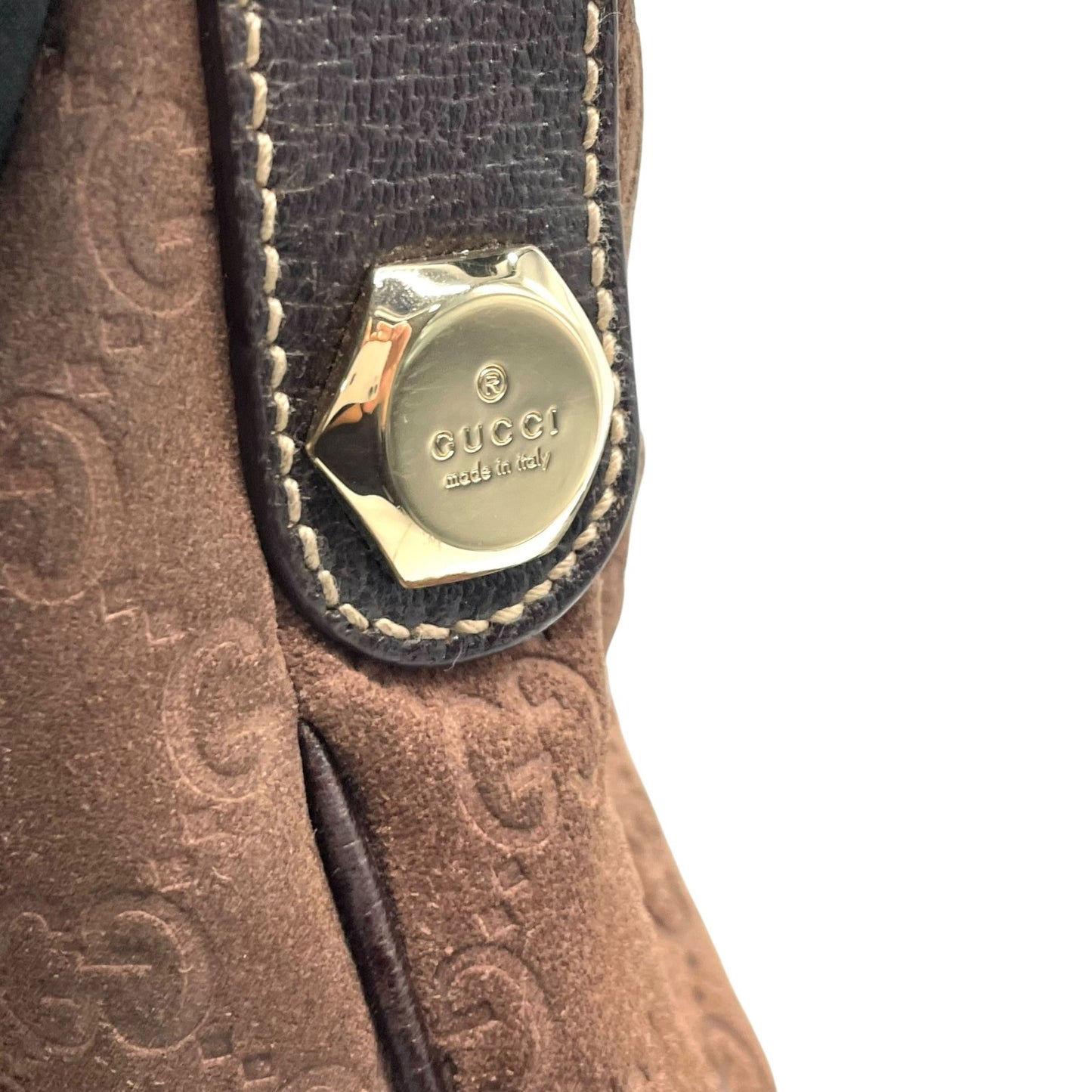 希少 GUCCI グッチ ワンショルダー ショルダーバッグ GG柄 スエード×レザー ブラウン 茶色 エンボス Y2K 153010 肩掛け B3