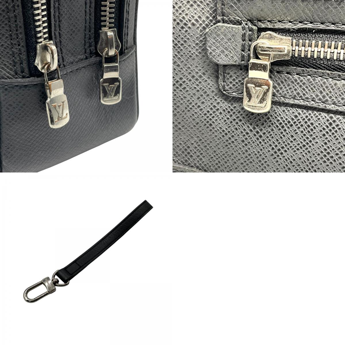 美品 LOUIS VUITTON ルイヴィトン タイガ パヴェル クラッチバッグ セカンドバッグ レザー 黒 ブラック シルバー金具 M31142 ストラップ付 メンズ D