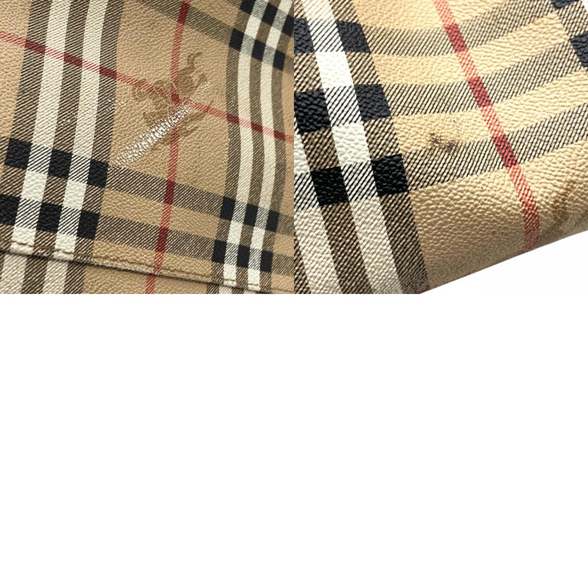 BURBERRY バーバリー ノバチェック シャドーホース ホースロゴ ボストンバッグ 茶 ブラウン ベージュ PVC レザー ゴールド金具 手提げ ヴィンテージ メンズ レディース E