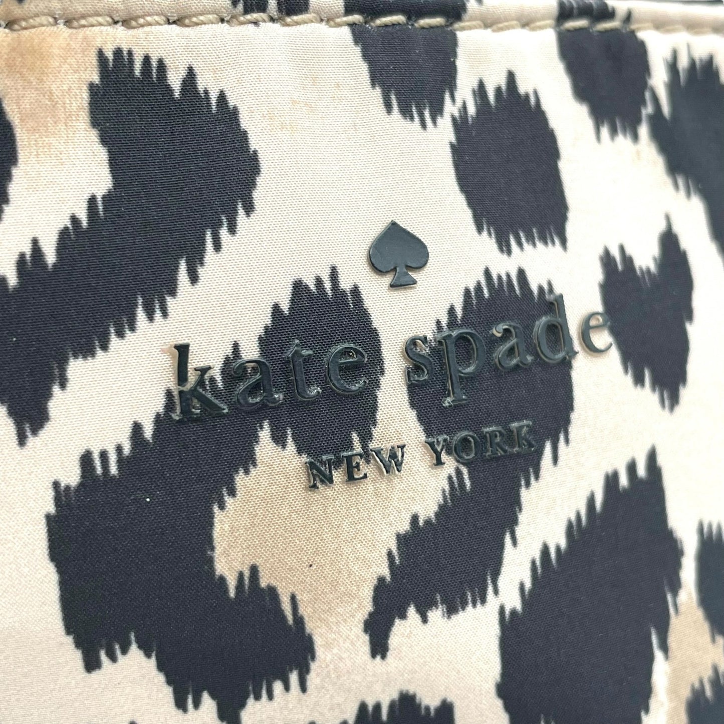 ケイトスペード KATE SPADE リュック レオパード柄 バックパック ベージュ×ブラック 黒 ナイロン レディース U8