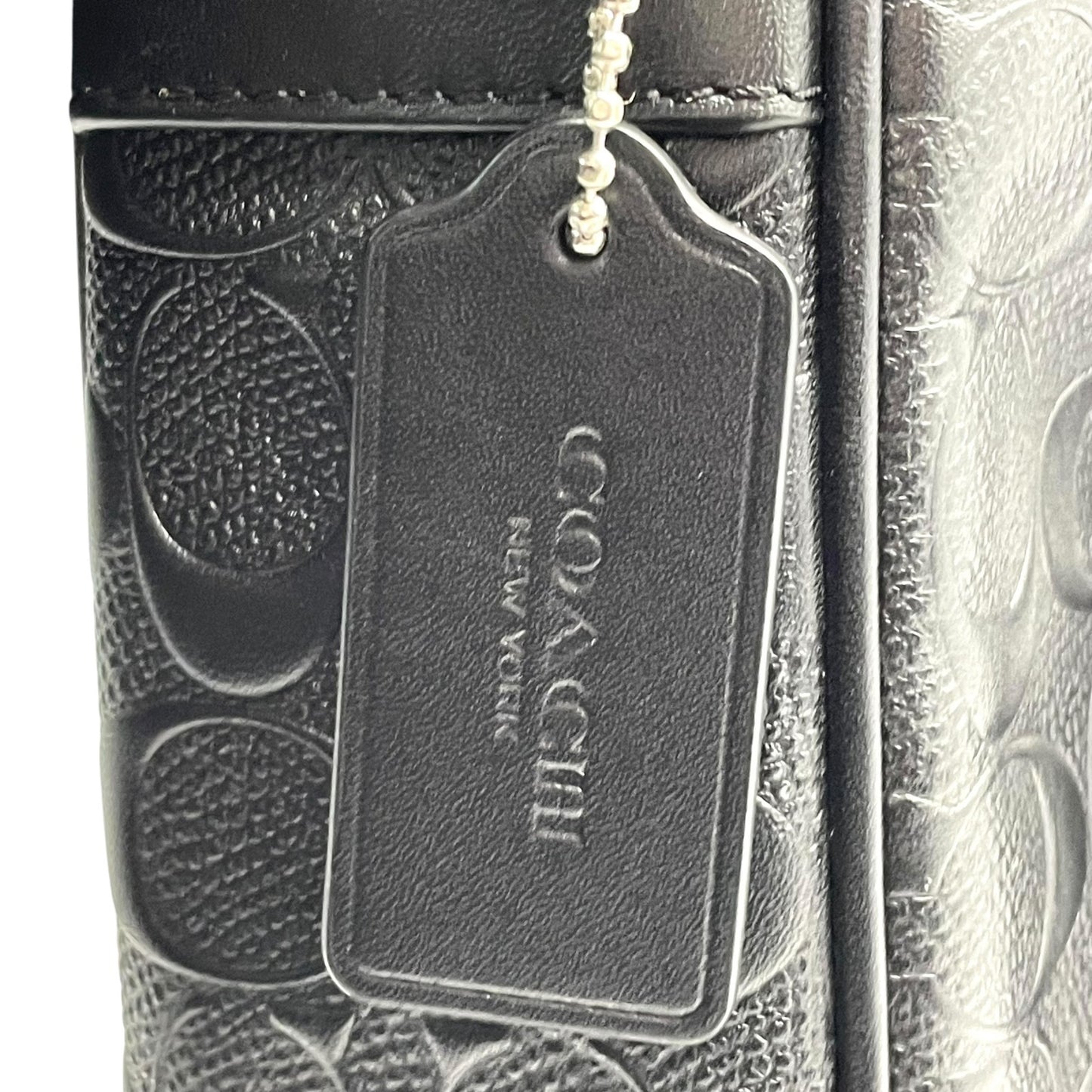 極美品 COACH コーチ ショルダーバッグ F11741 NIBLK シグネチャー 黒 ブラック レザー シルバー金具 チャールズ エンボス ロゴ 斜め掛け可 メンズ K12