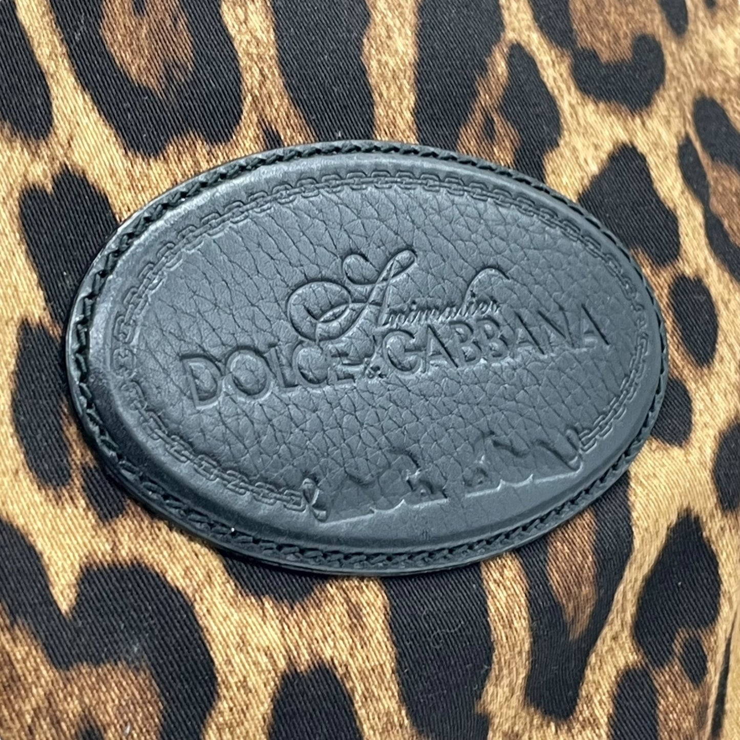 ドルチェ＆ガッバーナ Dolce & Gabbana ドルガバ D&G レオパード アニマル ショルダーバッグ キャンバス 黒 ブラック レザー コンビ ヴィンテージ C6