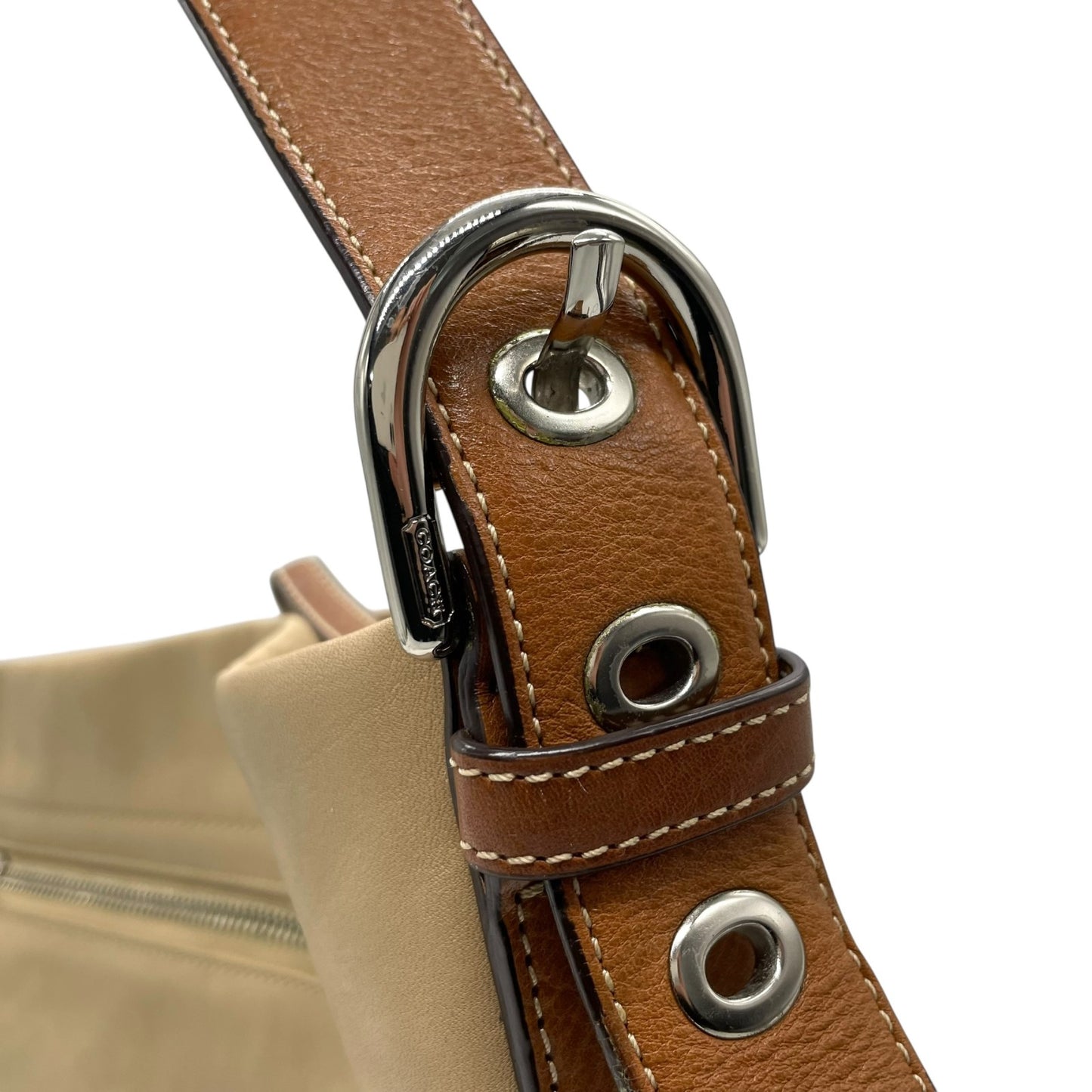 美品 コーチ COACH ワンショルダーバッグ レザー F10939 ベージュ 茶色 ブラウン シルバー金具 上品 本革 S52