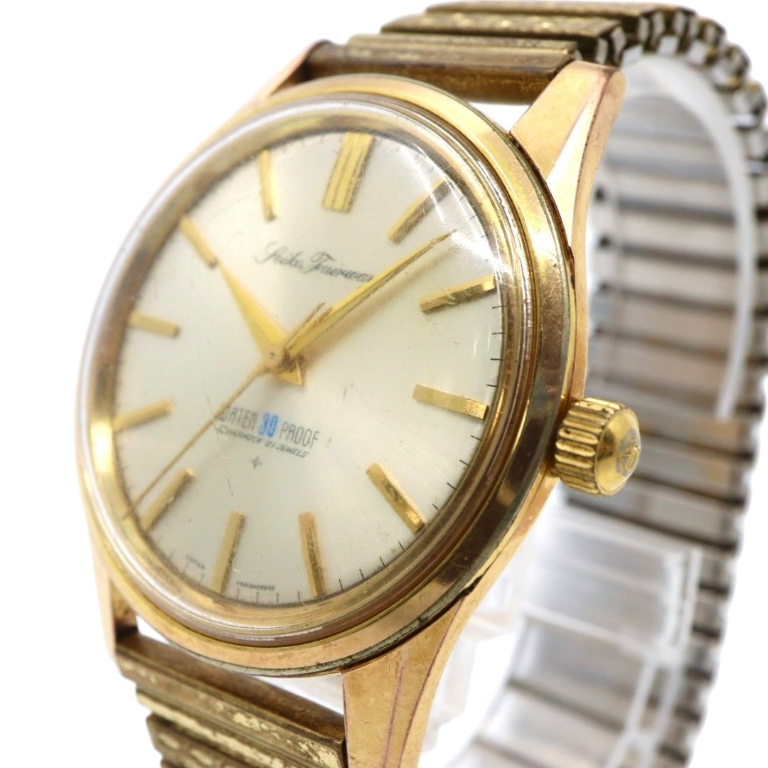 【稼働品】seiko セイコー セイコーシャ クロノス J13048 自動巻き 21石 腕時計 メンズ ゴールド シルバー文字盤 ヴィンテージ アナログ アンティーク クラシックデザイン Diashock 昭和レトロ 日本製 WATER PROOF G4