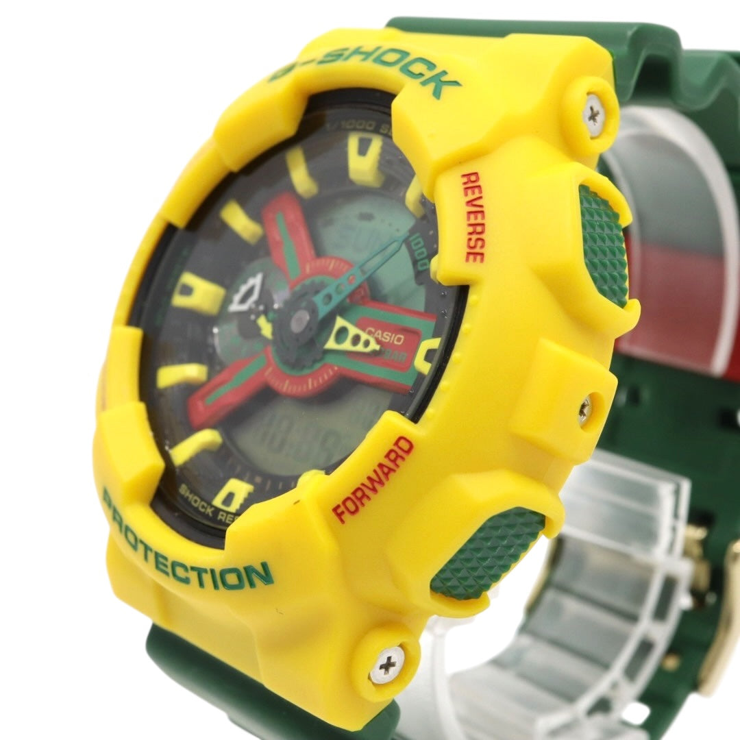 【未使用級/電池交換済】カシオ G-SHOCK GA-110RF ラスタファリアン 腕時計 メンズ アナデジ イエロー グリーン レッド ラスタカラー 20気圧防水 耐磁 JIS1種 耐衝撃構造 ストリート カジュアル ビッグケース クリーニング済み G5