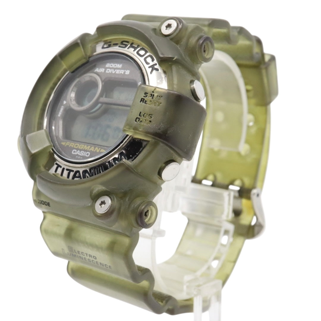 【美品】カシオ G-SHOCK FROGMAN DW-8200 フロッグマン 腕時計 メンズ デジタル チタン 200M防水 スケルトン カーキ ヴィンテージ 90年代 ストリート カジュアル タフ クリーニング済み G2