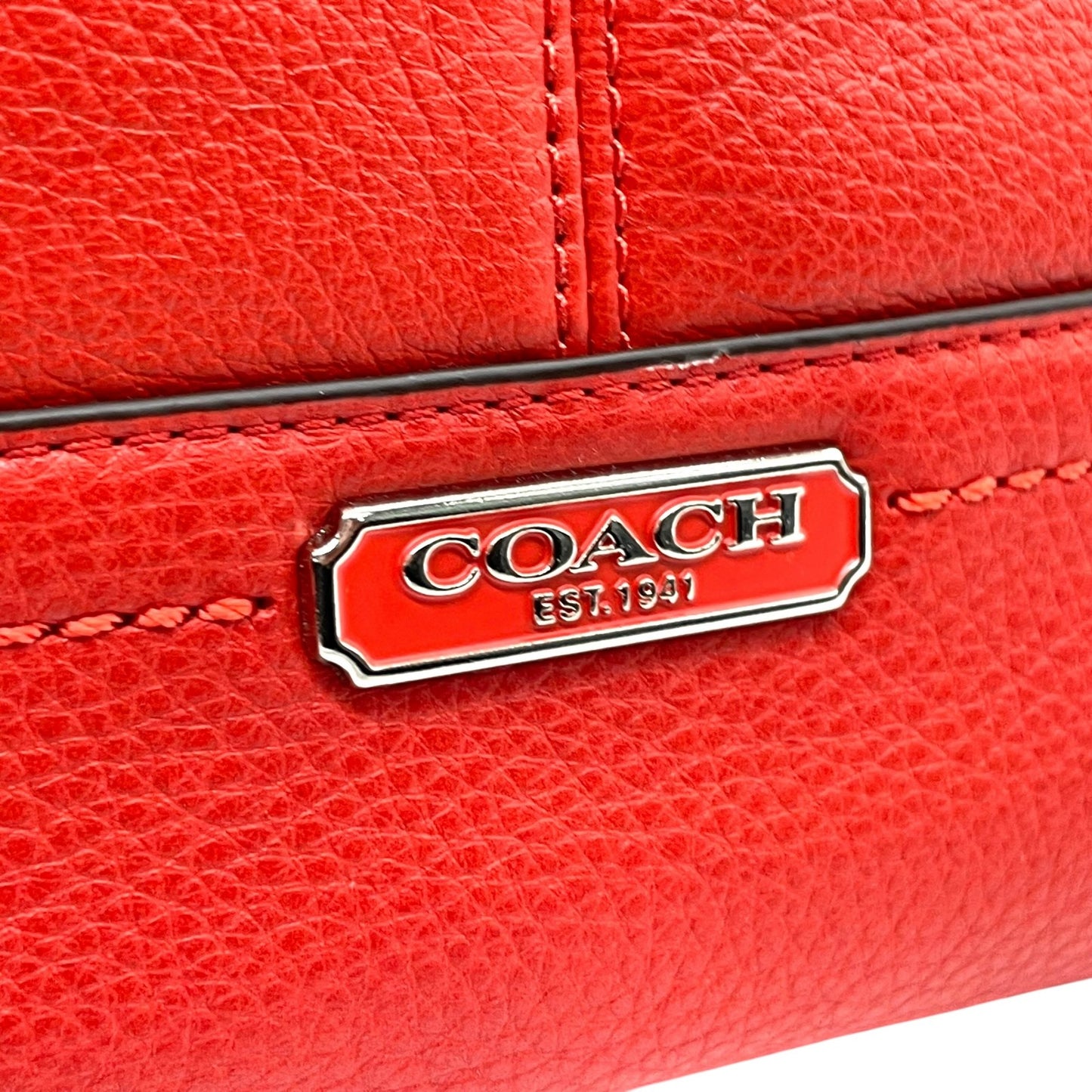 コーチ COACH トートバッグ ペブルドレザー F23284 赤 レッド 黄色 イエロー チャーム付き A4対応 通勤 通学 S24