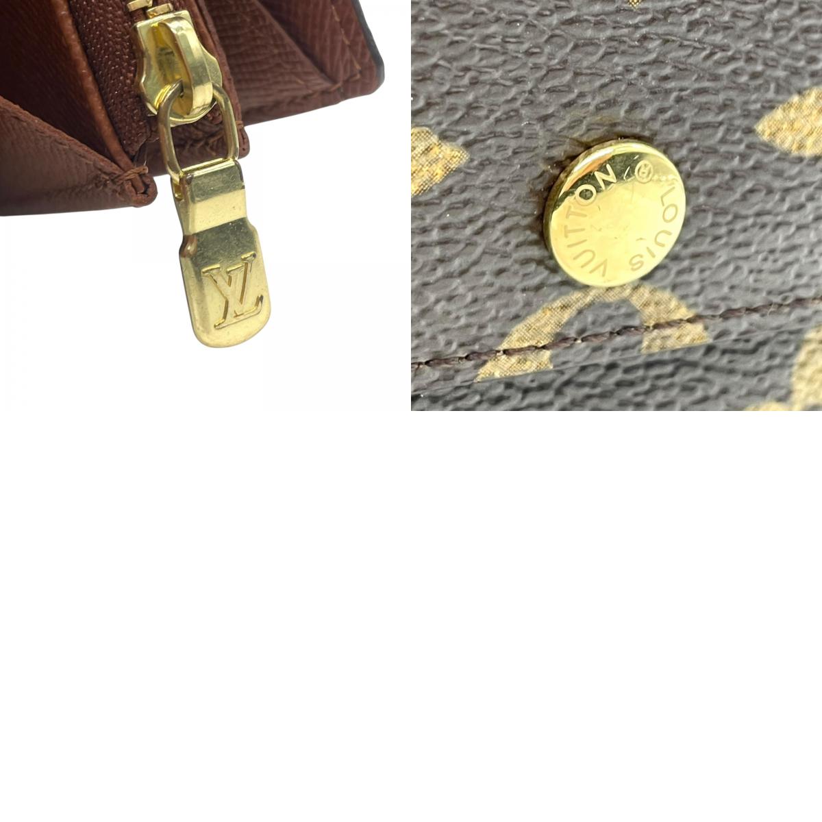 ルイ・ヴィトン LOUIS VUITTON LV モノグラム ポルトフォイユ サラ 長財布 M61734 シリアル刻印 フラップ 茶色 ブラウン 金金具 ゴールド ロゴ金具 W1