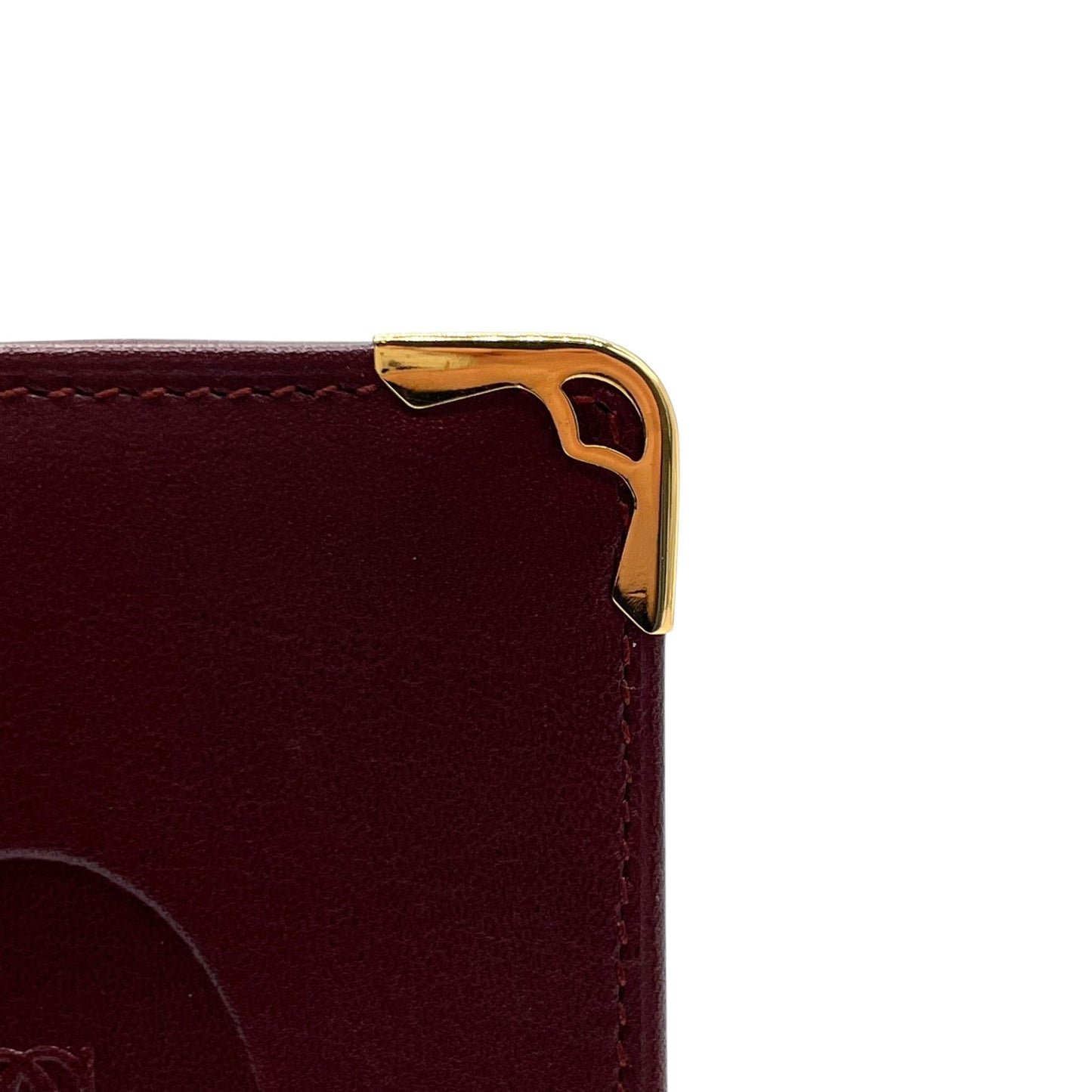 カルティエ Cartier マストライン レザー シガレットケース 小物入れ ワインレッド ボルドー ゴールド金具 金金具 ロゴ刻印 ヴィンテージ メンズ レディース W4