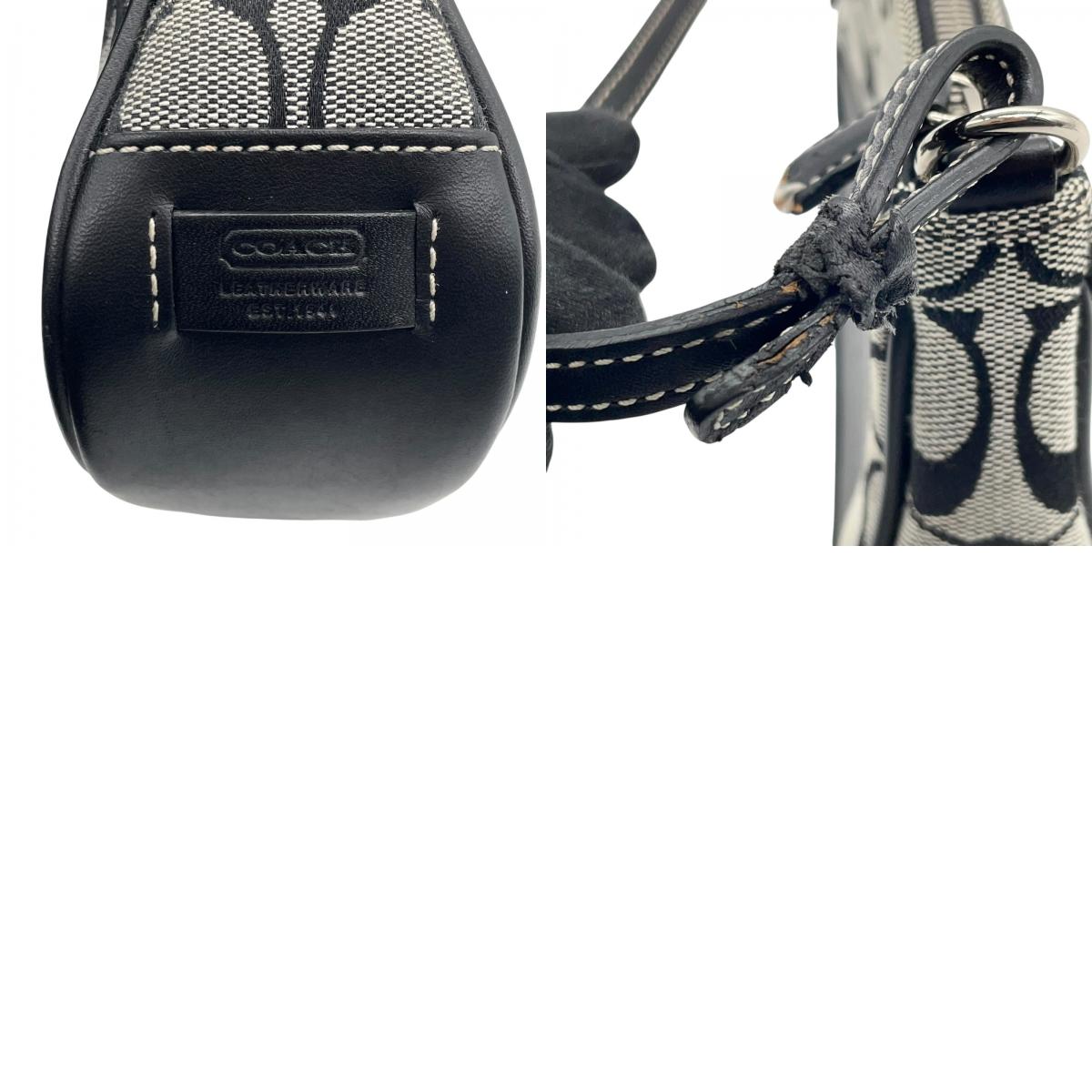 コーチ COACH シグネチャー ワンショルダー ホーボー バッグ 6094 ブラック 黒 グレー キャンバス レザー ロゴ金具 レディース U17