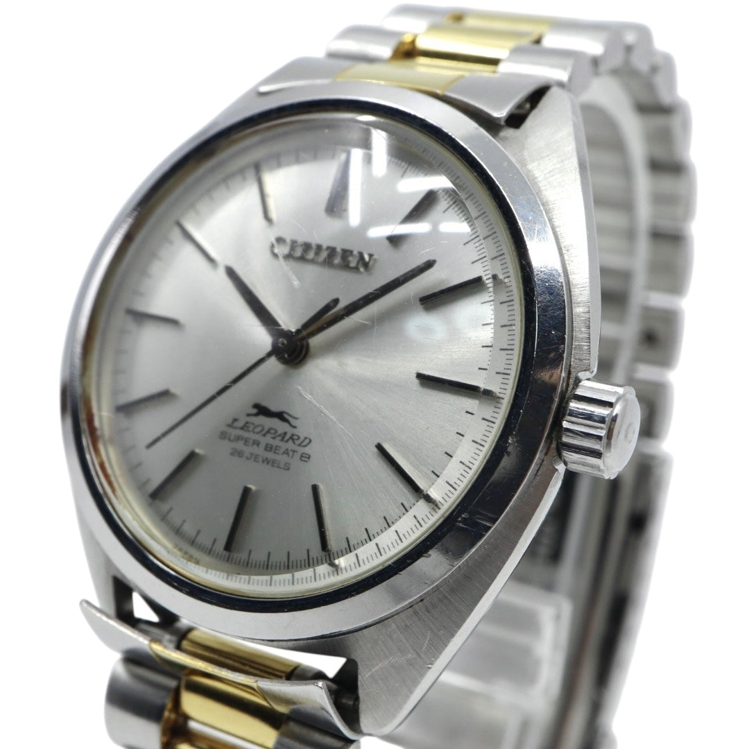 シチズン CITIZEN レオパード スーパー ビート8 自動巻き 腕時計 ヴィンテージ 1970年代 ステンレススチール シルバー×ゴールド 自動巻き 26石 メンズ G5