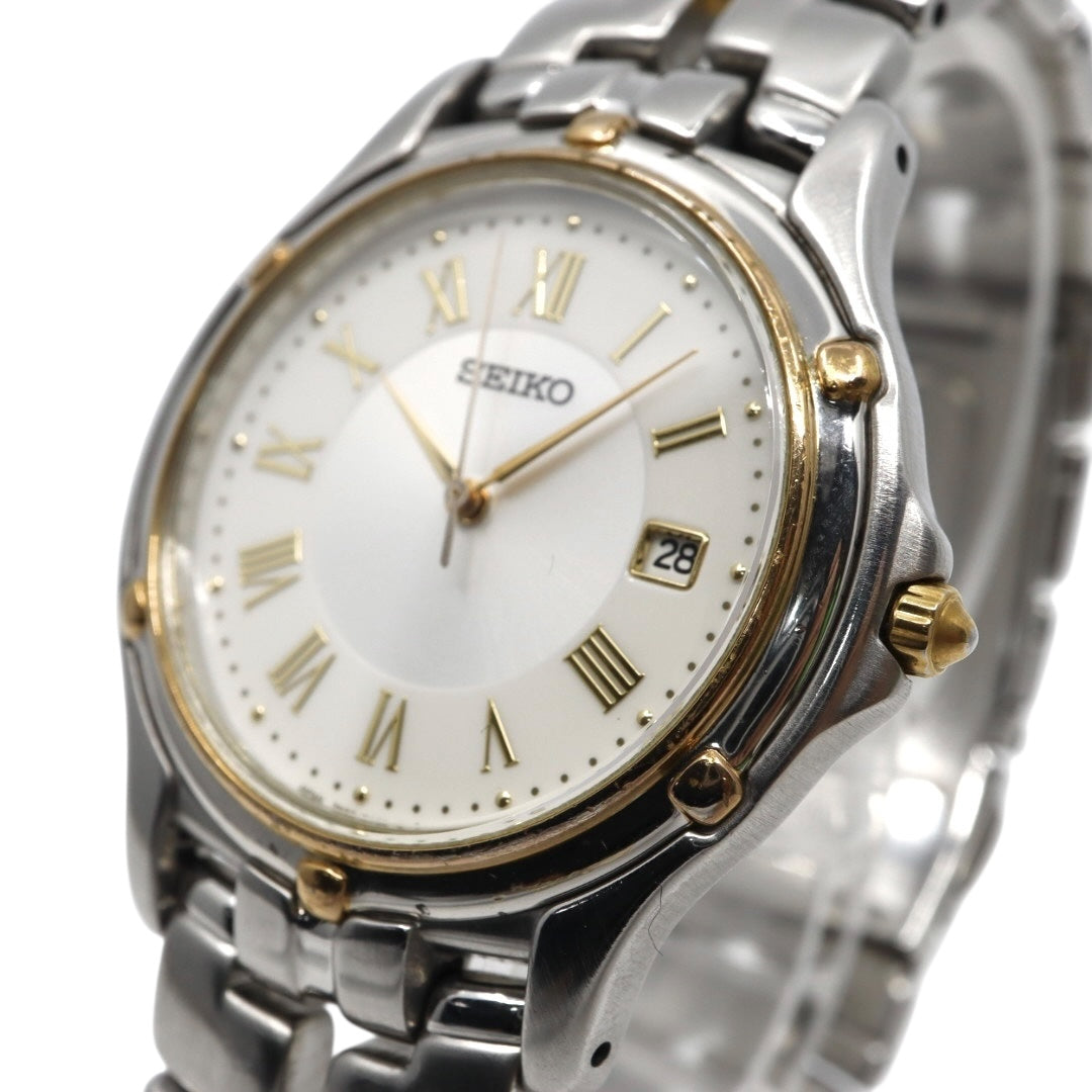 【電池交換済／稼働品】SEIKO セイコー 腕時計 クオーツ アナログ ローマンインデックス コンビカラー シルバー ゴールド メンズ レディース ユニセックス ドレスウォッチ クラシック ビンテージ 創立記念 いすゞ K-TOKA 7N32-0100 G4