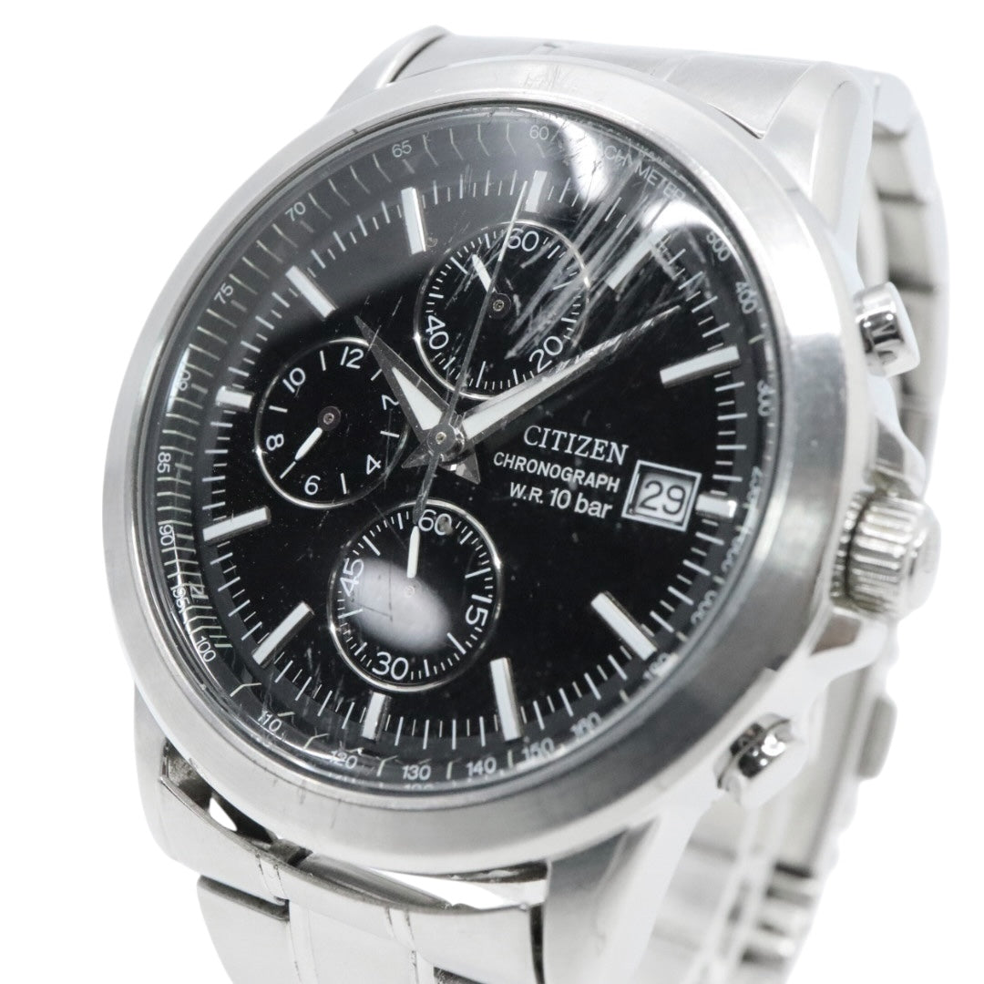 citizen シチズン クオーツ クロノグラフ 腕時計 0510-K002320 ブラック文字盤 ステンレススチール 10気圧防水 メンズ G8