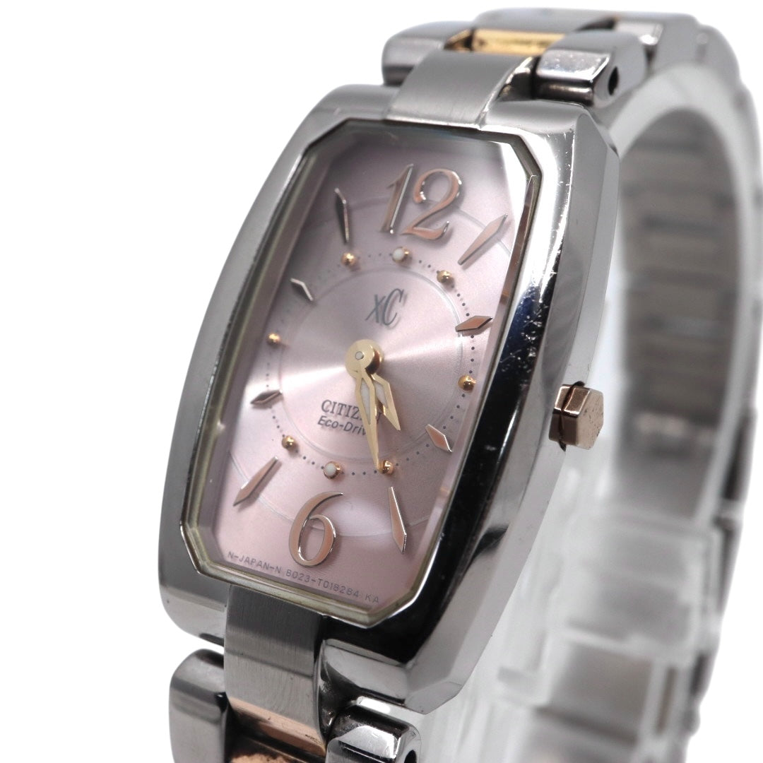 【美品】CITIZEN シチズン xC クロスシー エコドライブ ソーラー 腕時計 ピンク文字盤 ステンレススチール レディース ソーラー充電 電池交換不要 上品 エレガント 日本製 G8
