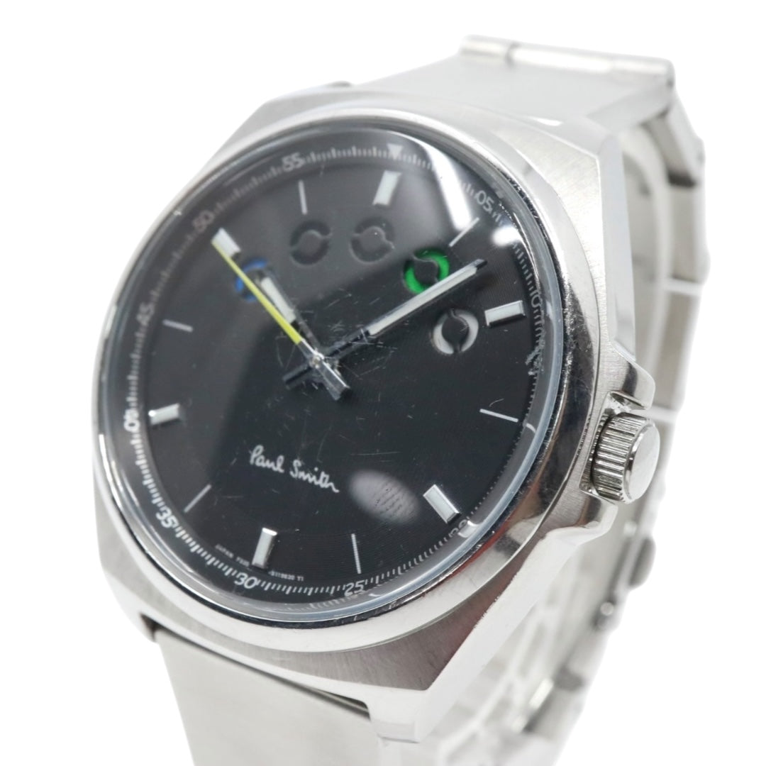 ポールスミス Paul Smith 腕時計 メンズ クォーツ ファイブアイズ Five Eyes ブラック文字盤 シルバー SS F335-S082561 アナログ ウォッチ ビジネス カジュアル 通勤 通学 クラシック モダン レア 希少 ギミック G10