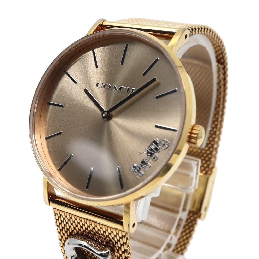コーチ COACH 腕時計 レディース クォーツ ペリー Perry ゴールド メッシュベルト CA.120.7.34.1710 アナログ ウォッチ ホースアンドキャリッジ 馬車ロゴ エレガント 上品 モダン クラシック 美品 ほぼ新品 希少 G10