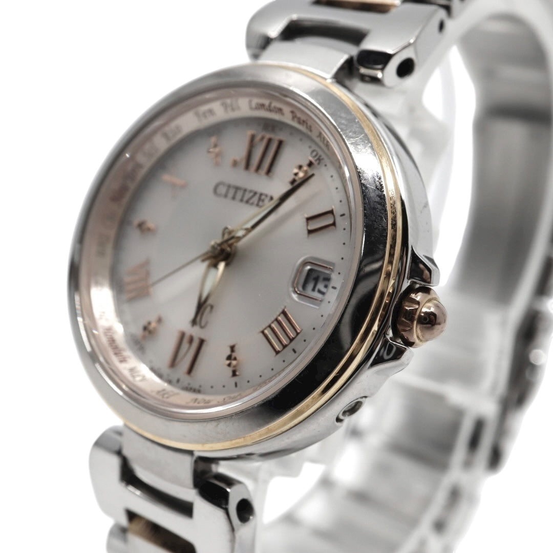 CITIZEN シチズン xC クロスシー エコドライブ 電波時計 腕時計 シルバー ローマンインデックス デイト レディース G11