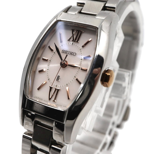 SEIKO セイコー ルキア LUKIA ソーラー V117 トノーケース ローマンインデックス ステンレススチール ピンクゴールドカラー針 レディース腕時計 G11