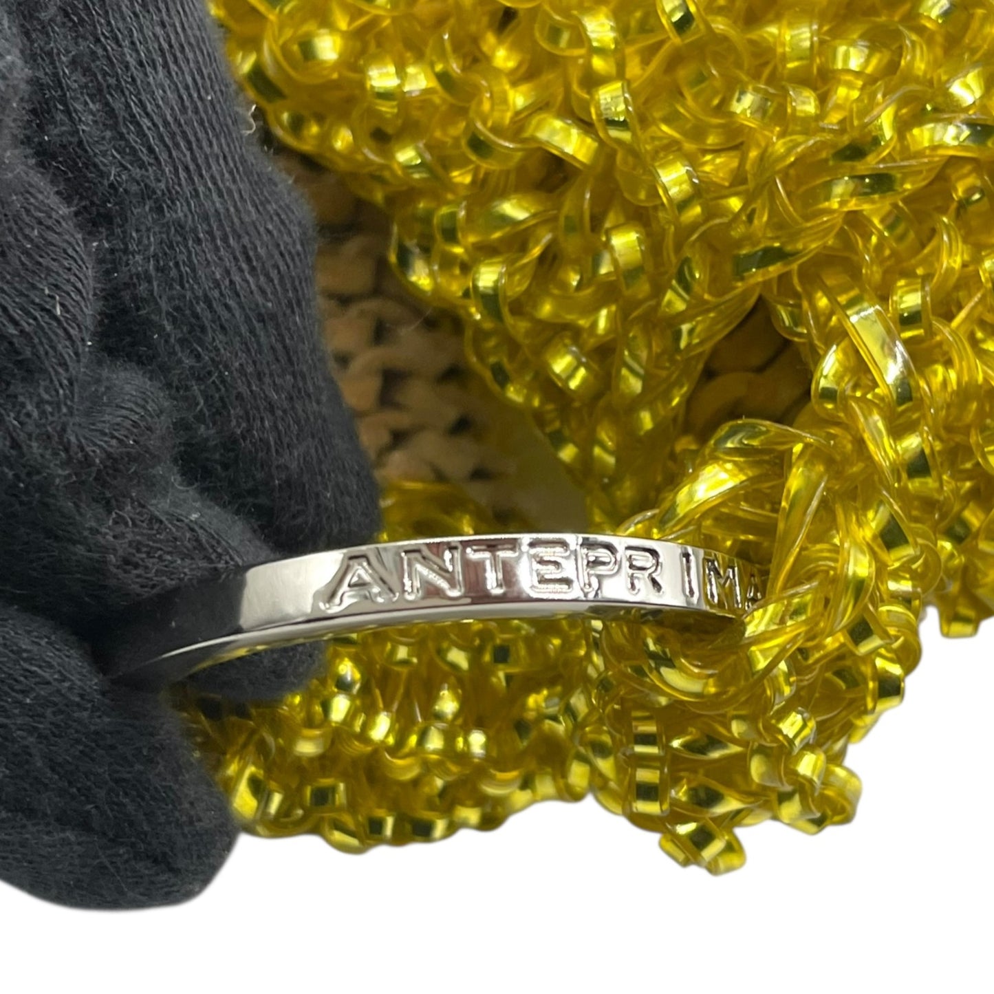 【美品】ANTEPRIMA アンテプリマ ワイヤーバッグ ワイヤーショルダー バッグ イエロー ワンショルダー きらめき 手編み 立体デザイン K10