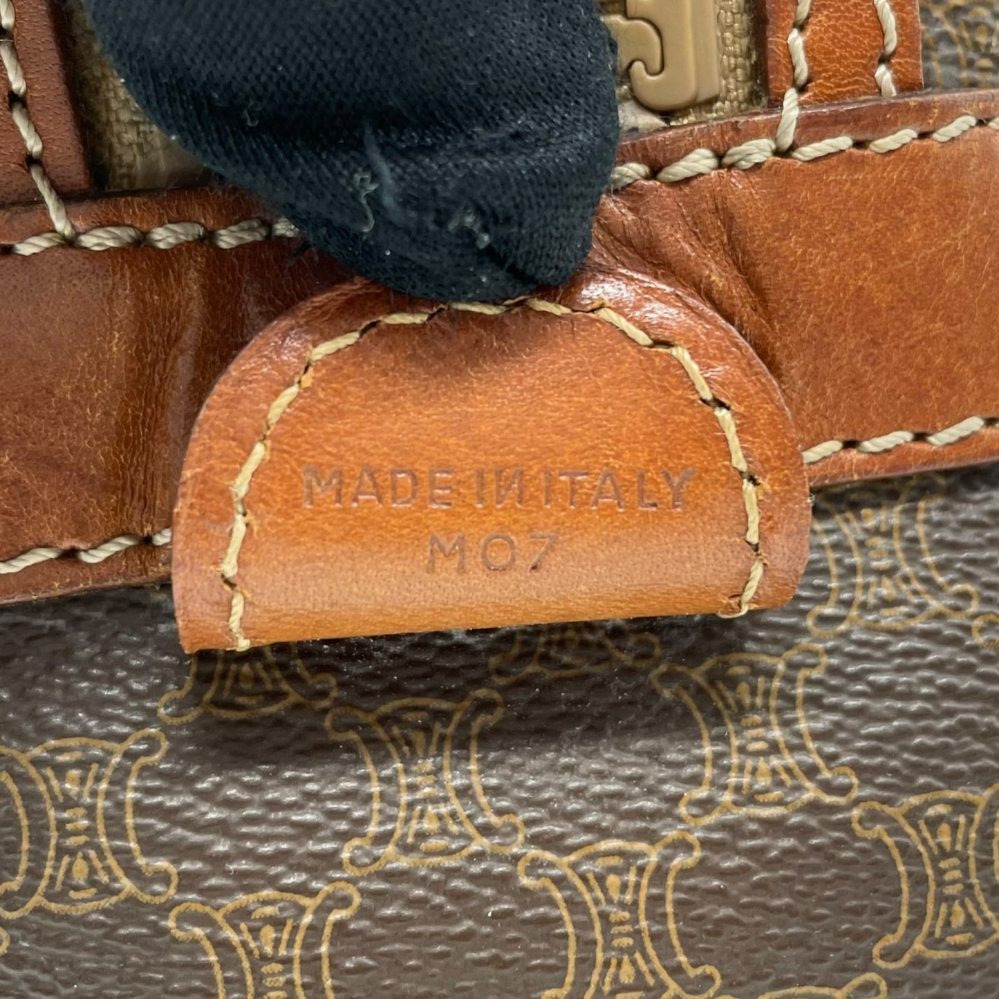 CELINE セリーヌ オールドセリーヌ マカダム柄 ハンドバッグ ショルダーバッグ ワンショルダー 肩掛け PVC レザー 本革 ブラウン 茶色 ゴールド金具 ファスナー開閉 ヴィンテージ K12