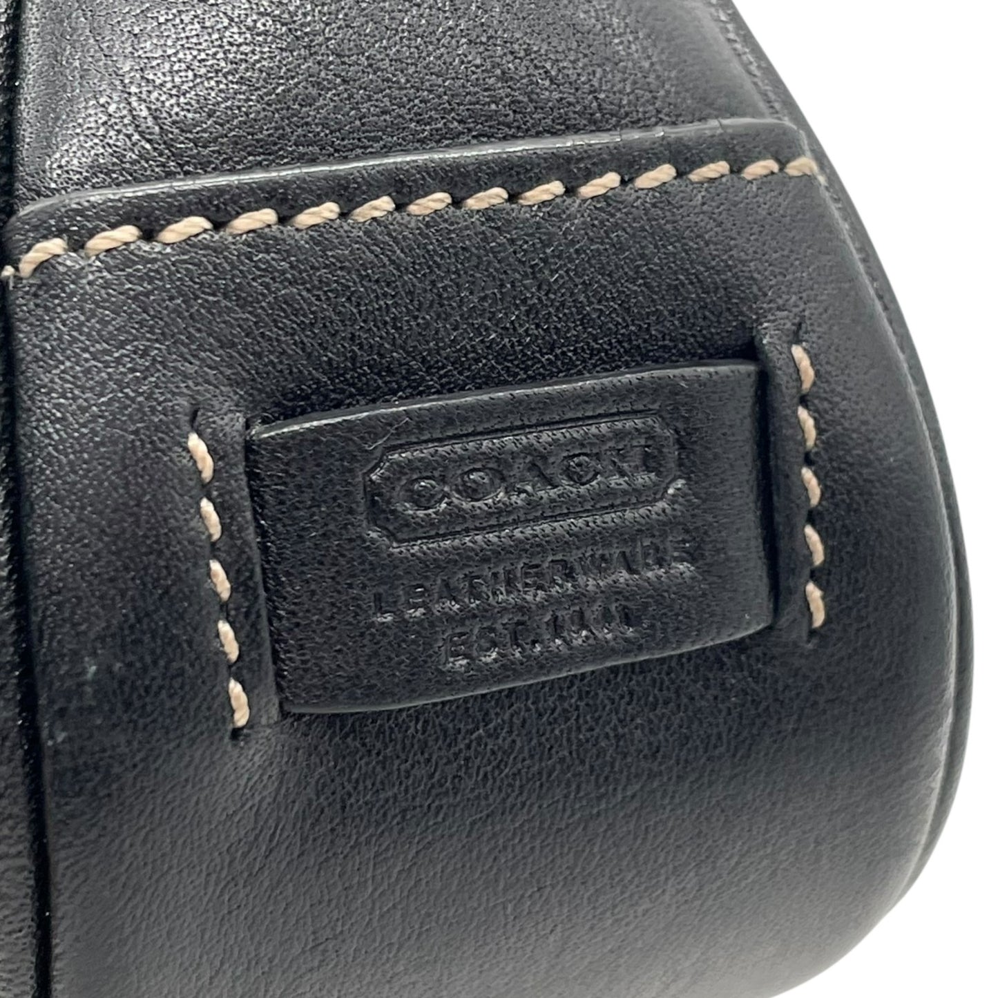 極美品 COACH コーチ アクセサリーポーチ ハンドバッグ ミニバッグ ブラック 黒 オールレザー 本革 7785 レディース ファスナー開閉 シルバー金具 K2