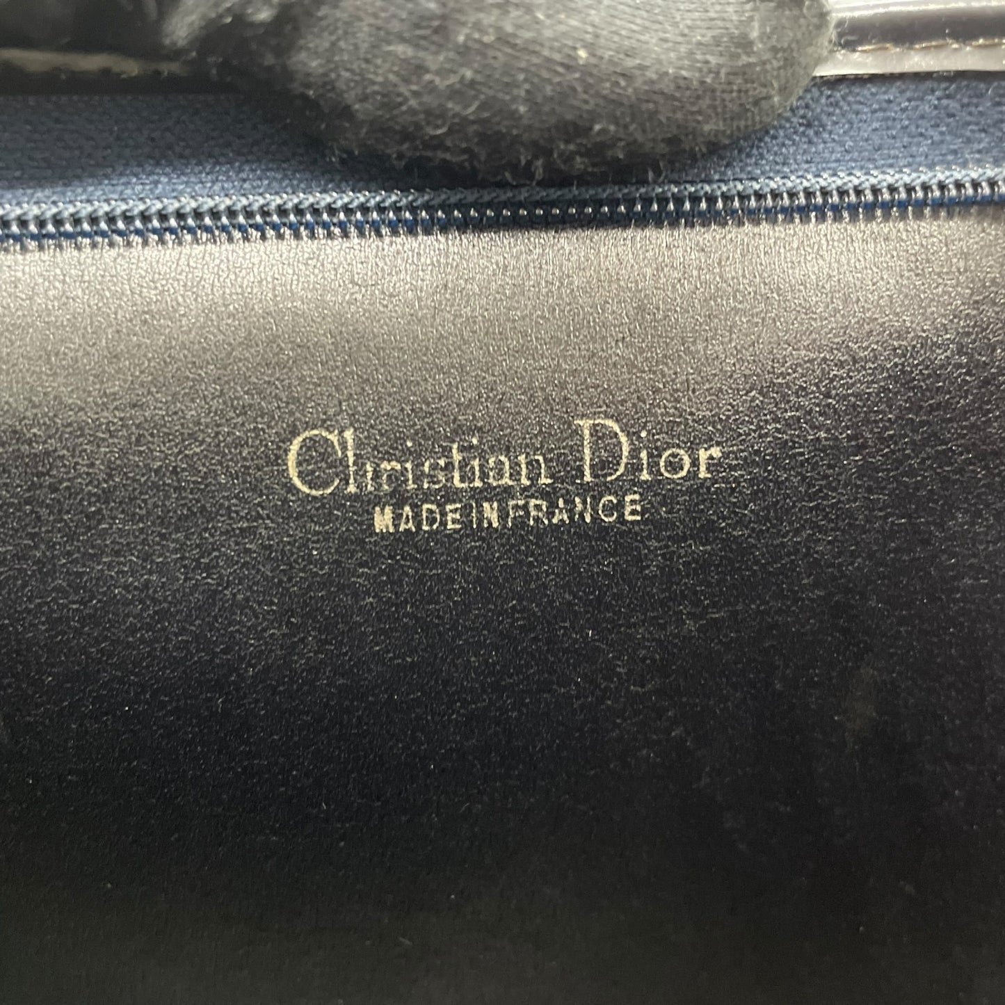 Authentic DIOR Trotter Clutch Bag Navy Canvas Gold Hardware Zipper Men's Vintage