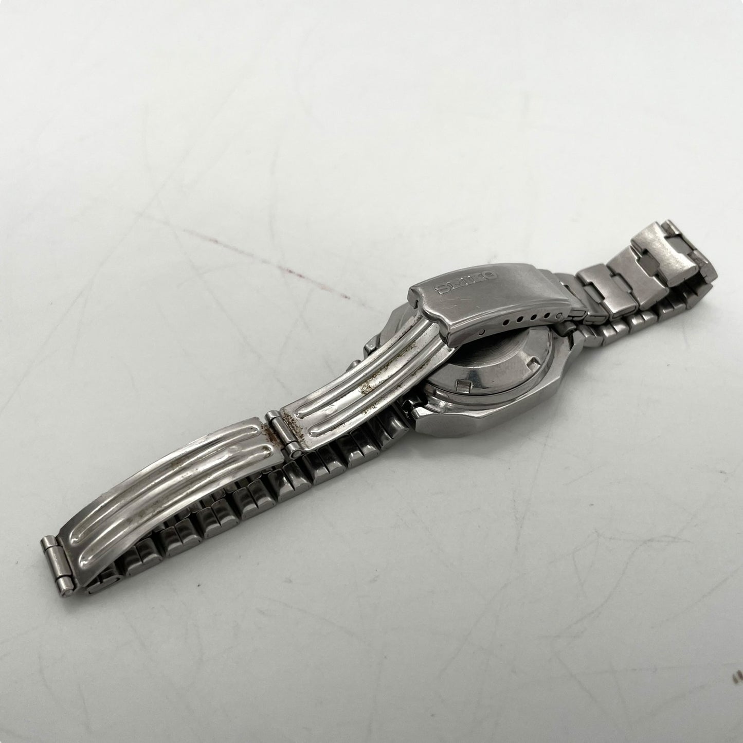 【稼働品】seiko セイコー 腕時計 2906-5250 レディース 自動巻き オートマチック ヴィンテージ アンティーク 青文字盤 デイデイト アナログ スクエア クラシック エレガント ドレスウォッチ ステンレス クリーニング済 G