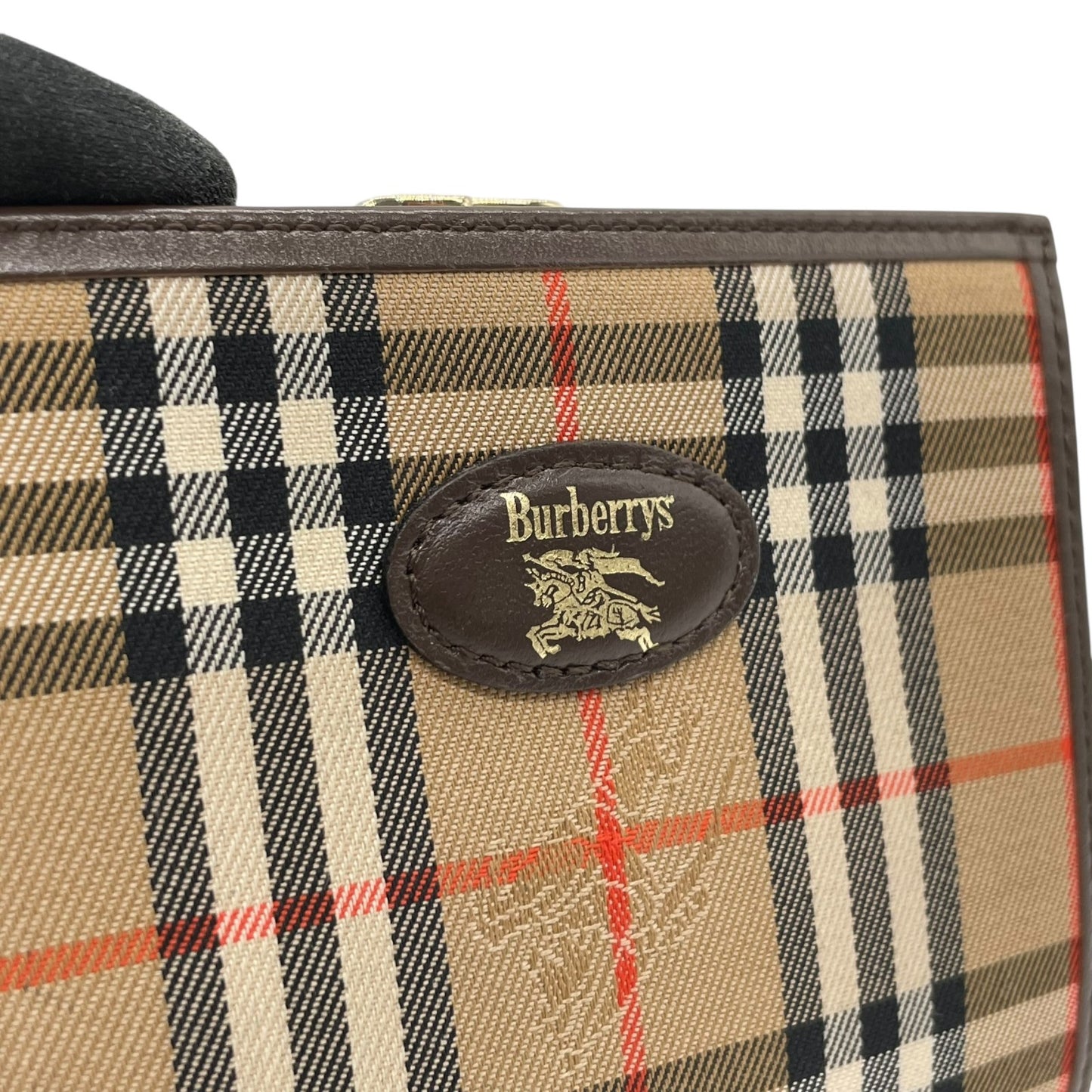 未使用級 Burberry バーバリー ノバチェック シャドーホース 二つ折り財布 がま口 ブラウン ベージュ キャンバス レザー ゴールド金具 ホースロゴ レディース ヴィンテージ M5