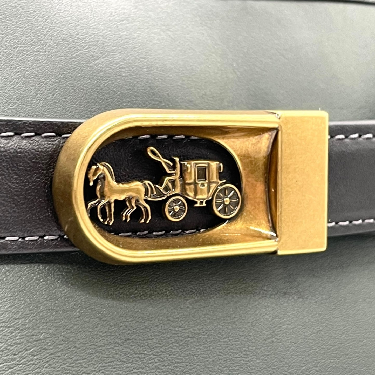 Authentic COACH Tate Carryall 2WAY Handbag Shoulder Bag Dark Green Black Leather Horse Logo