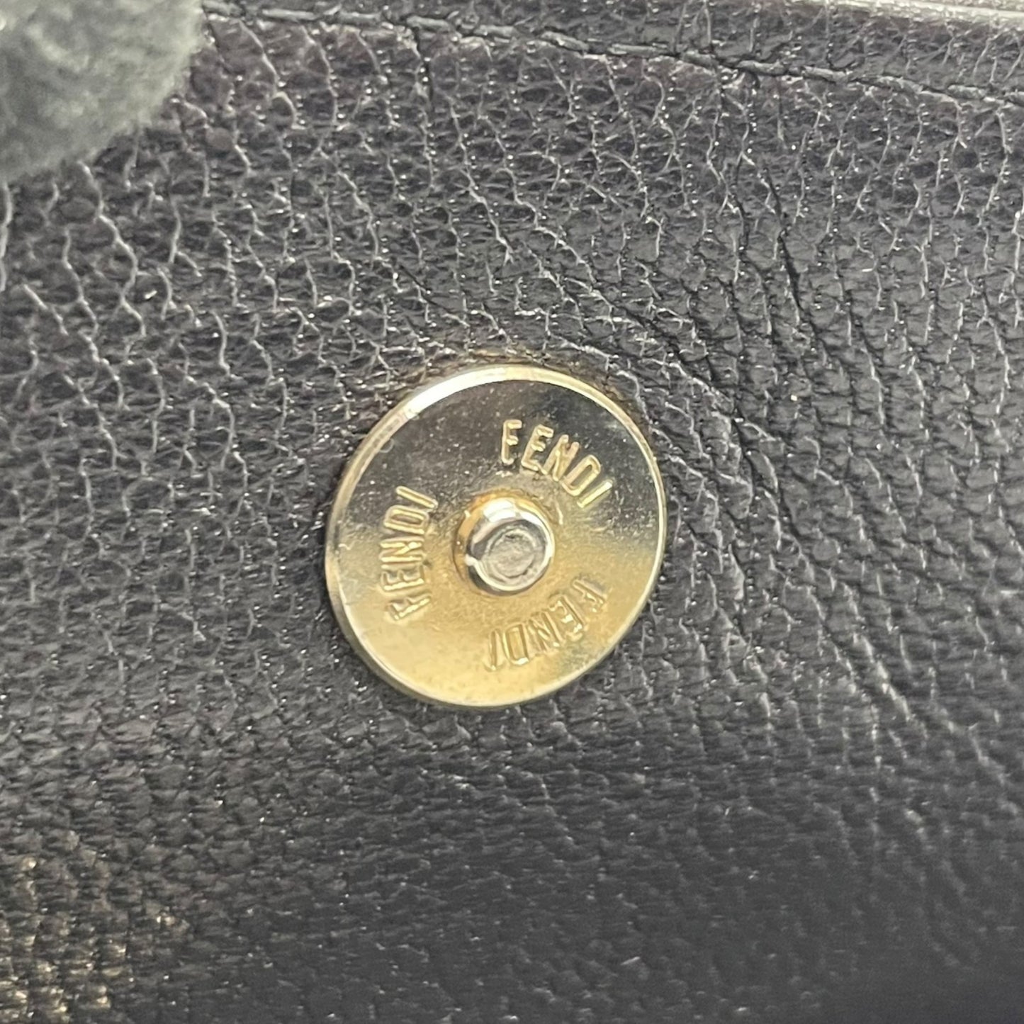 Authentic FENDI Woven Leather Shoulder Bag Black Flap Pochette Crossbody Vintage Leather Women