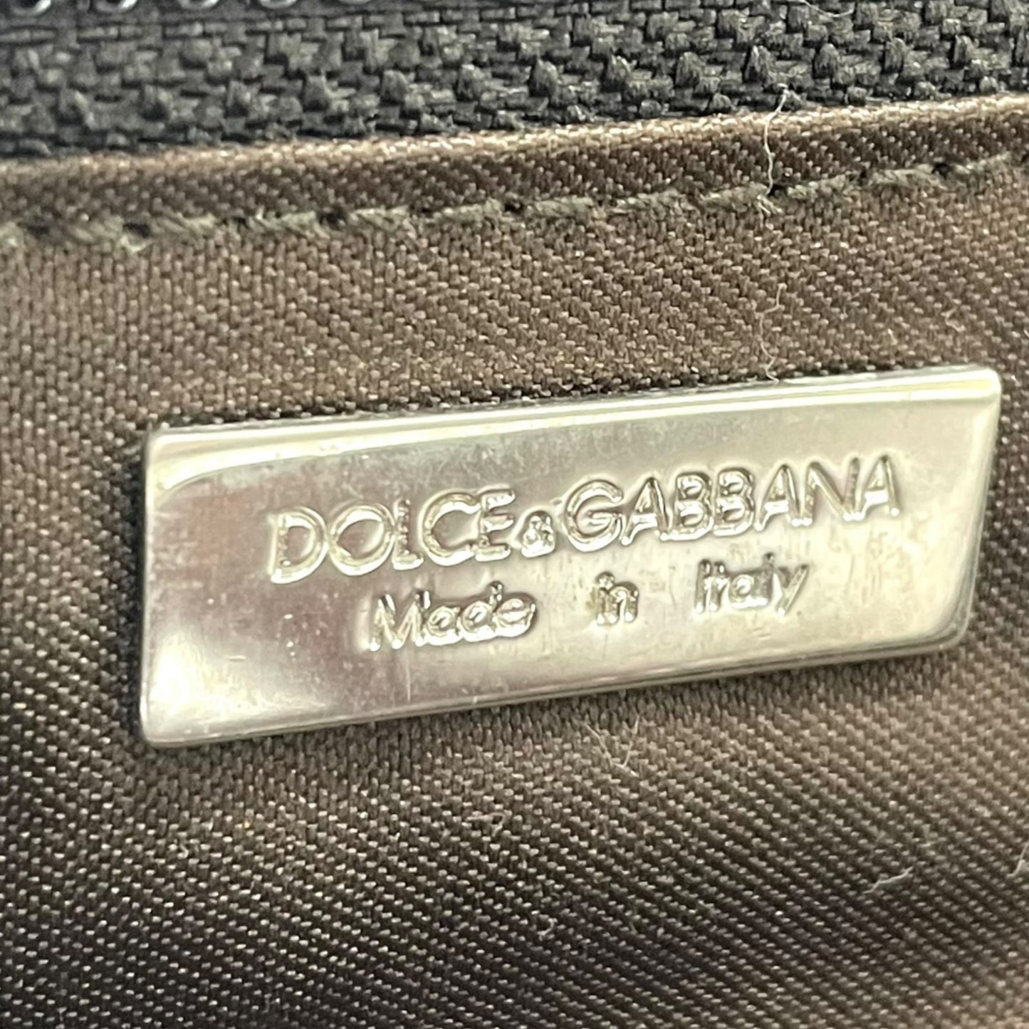 美品 DOLCE&GABBANA ドルチェ＆ガッパーナ ハンドバッグ レオパード ヒョウ柄 茶 ブラウン ナイロン パテントレザー シルバー金具 がま口 レディース C3