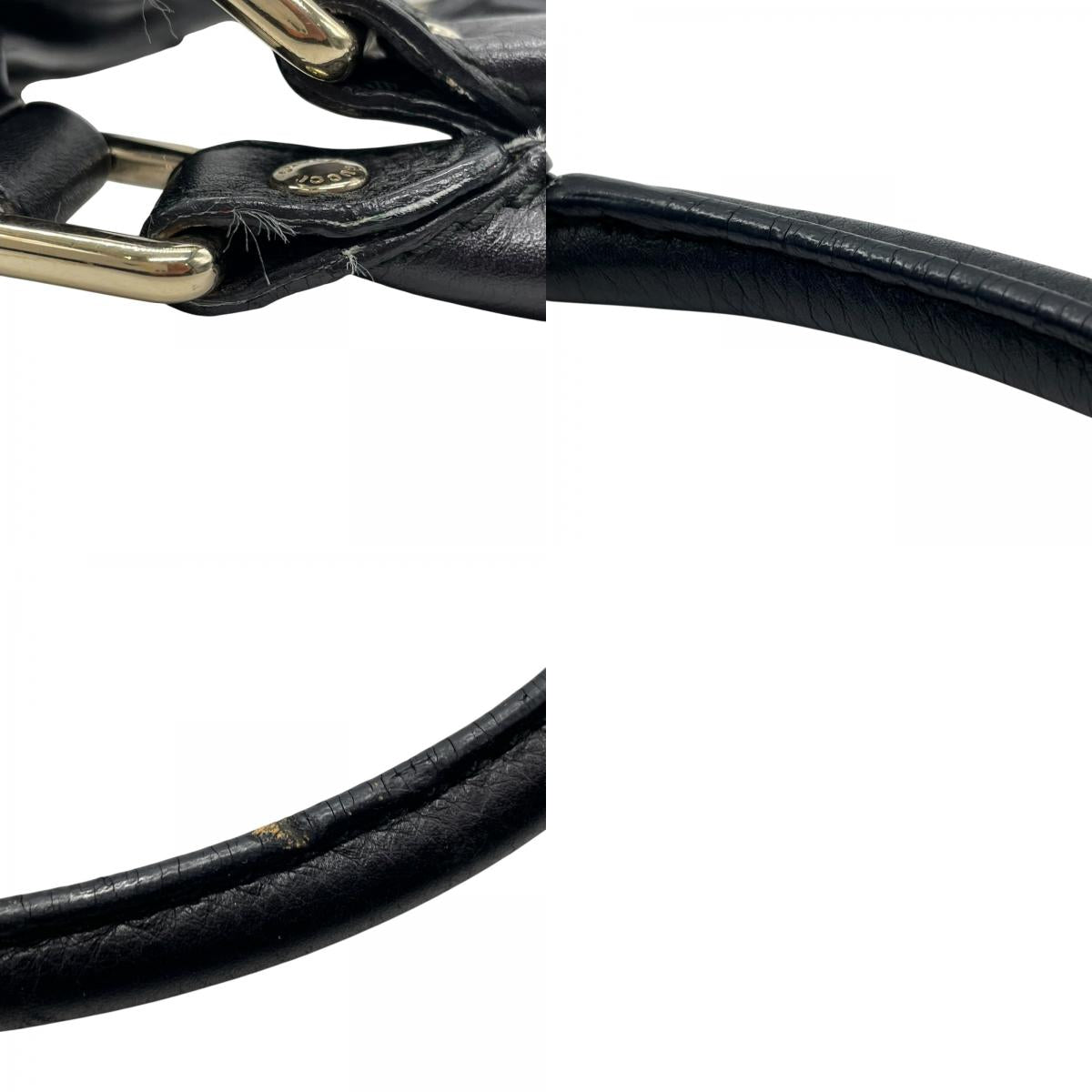 美品 GUCCI グッチ スーキー ハンドバッグ 黒 ブラック レザー シボ革 ゴールド金具 ギャザー インターロッキングG チャーム ヴィンテージ ホーボー レディース Z3