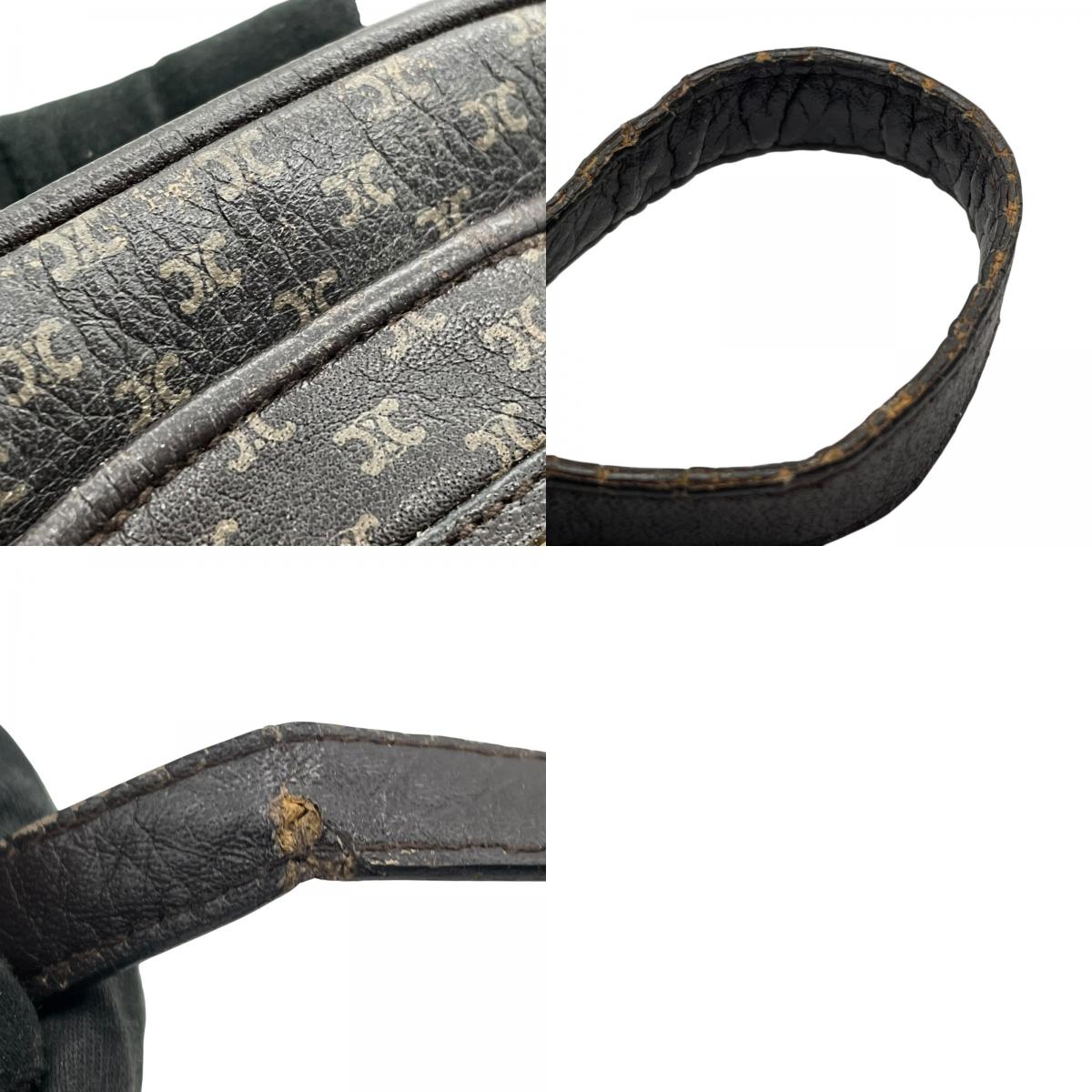 CELINE オールドセリーヌ マカダム柄 トリオンフ ショルダーバッグ 茶 ブラウン レザー ゴールド金具 斜め掛け可 ミニバッグ ポシェット レディース ヴィンテージ B1