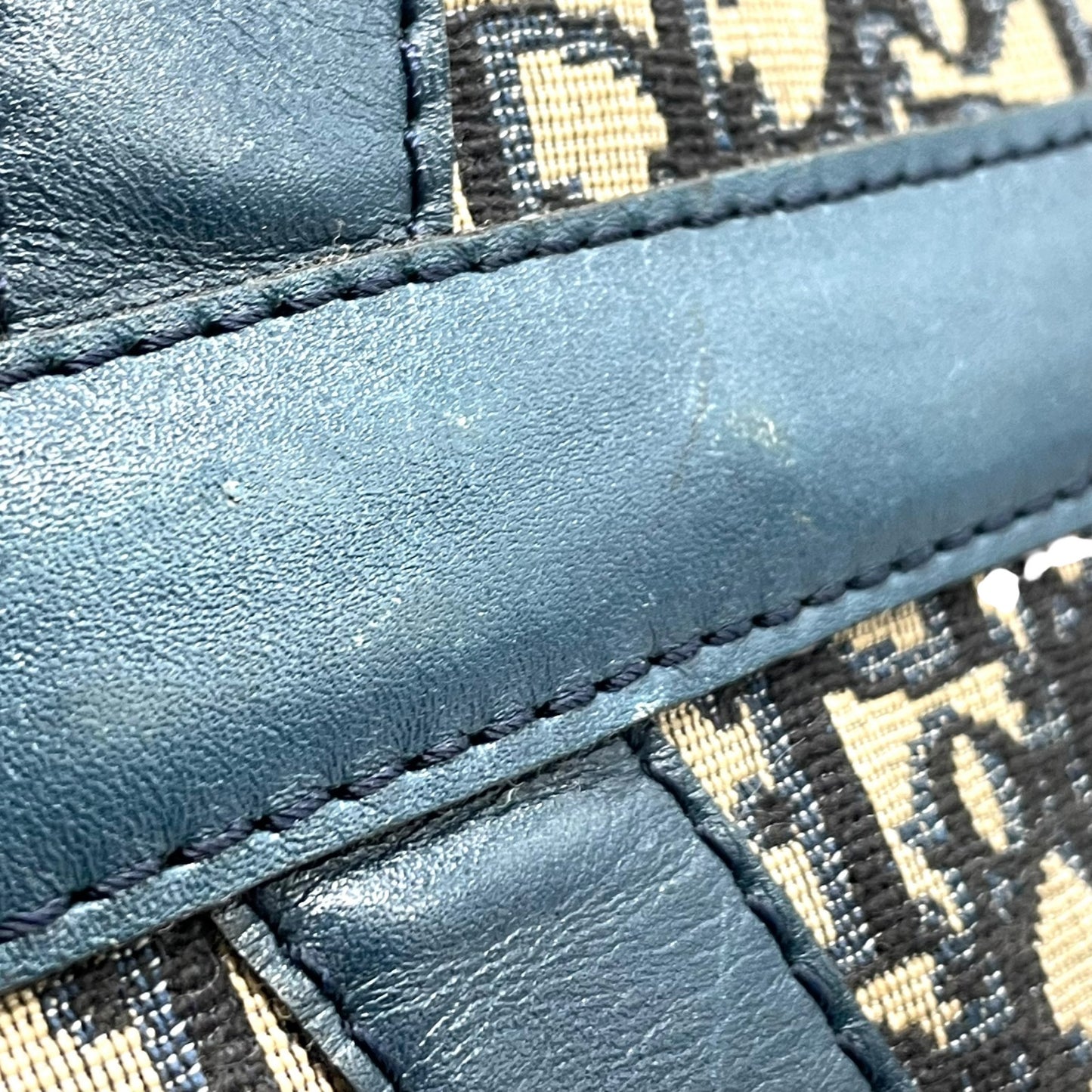 Christian Dior クリスチャンディオール トロッター ボストンバッグ 紺 ネイビー ベージュ キャンバス レザー シルバー金具 メンズ レディース ヴィンテージ Z4