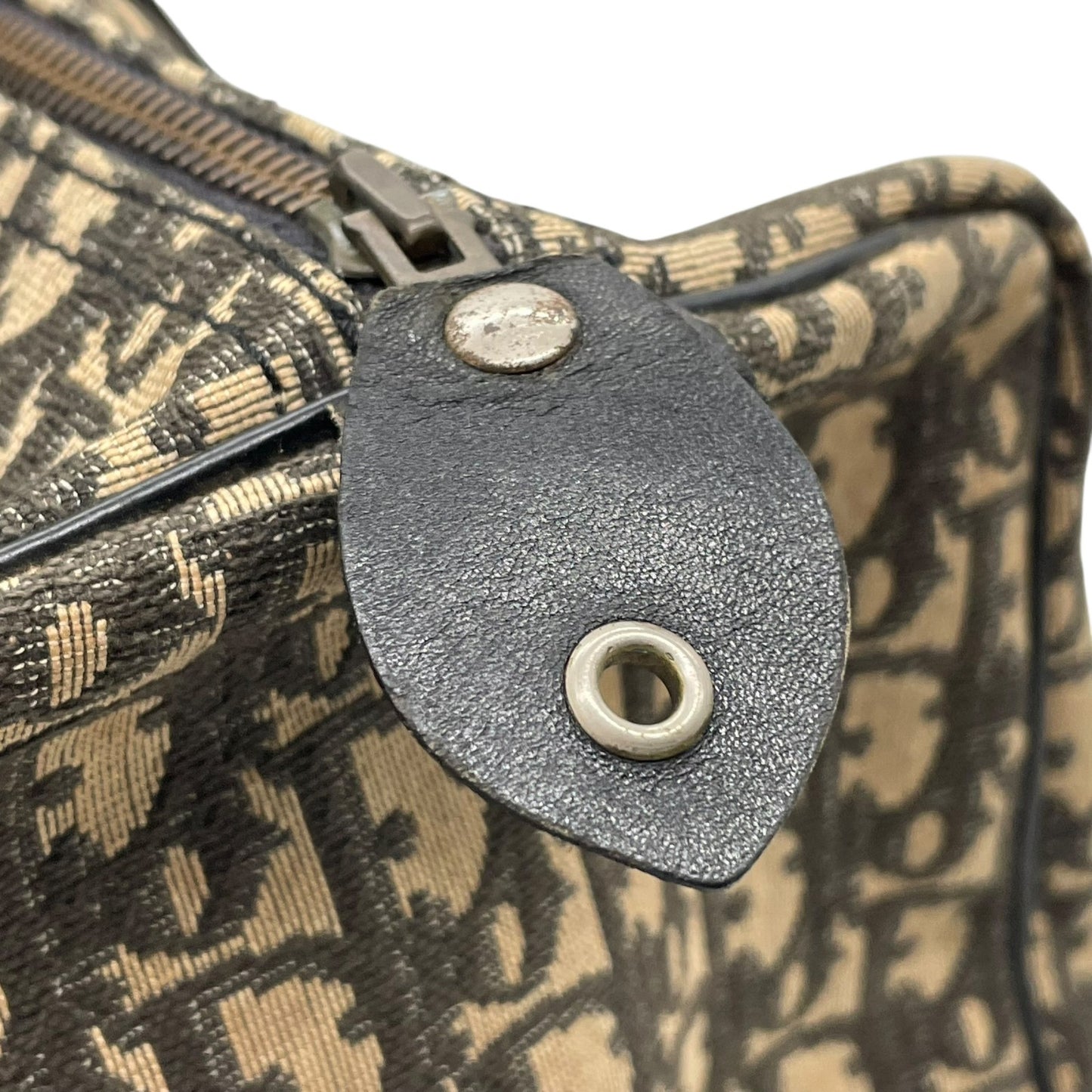 Christian Dior クリスチャンディオール Dior トロッター ボストンバッグ 旅行バッグ キャンバス×レザー ロゴ総柄 大容量 ヴィンテージ ハンドバッグ ネイビー C8