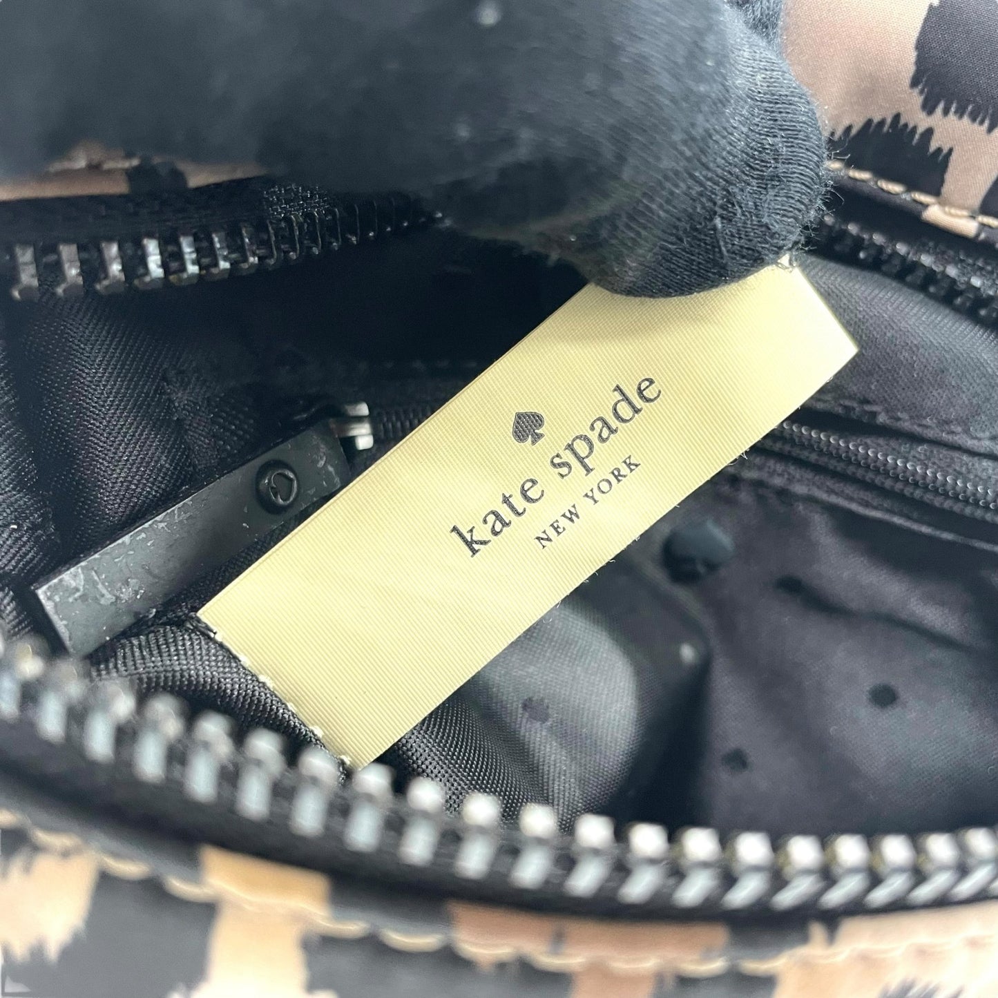 ケイトスペード KATE SPADE リュック レオパード柄 バックパック ベージュ×ブラック 黒 ナイロン レディース U8