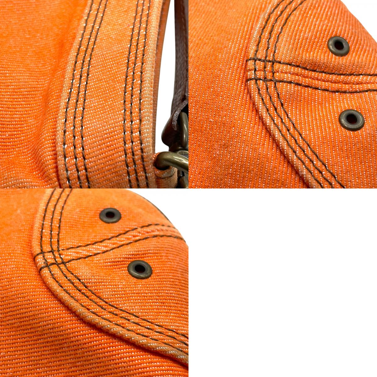 BURBERRY BLUE LABEL バーバリーブルーレーベル アクセサリーポーチ ミニハンドバッグ ホースロゴ オレンジ 茶 ブラウン キャンバス レザー ゴールド金具 Y2K レディース U9