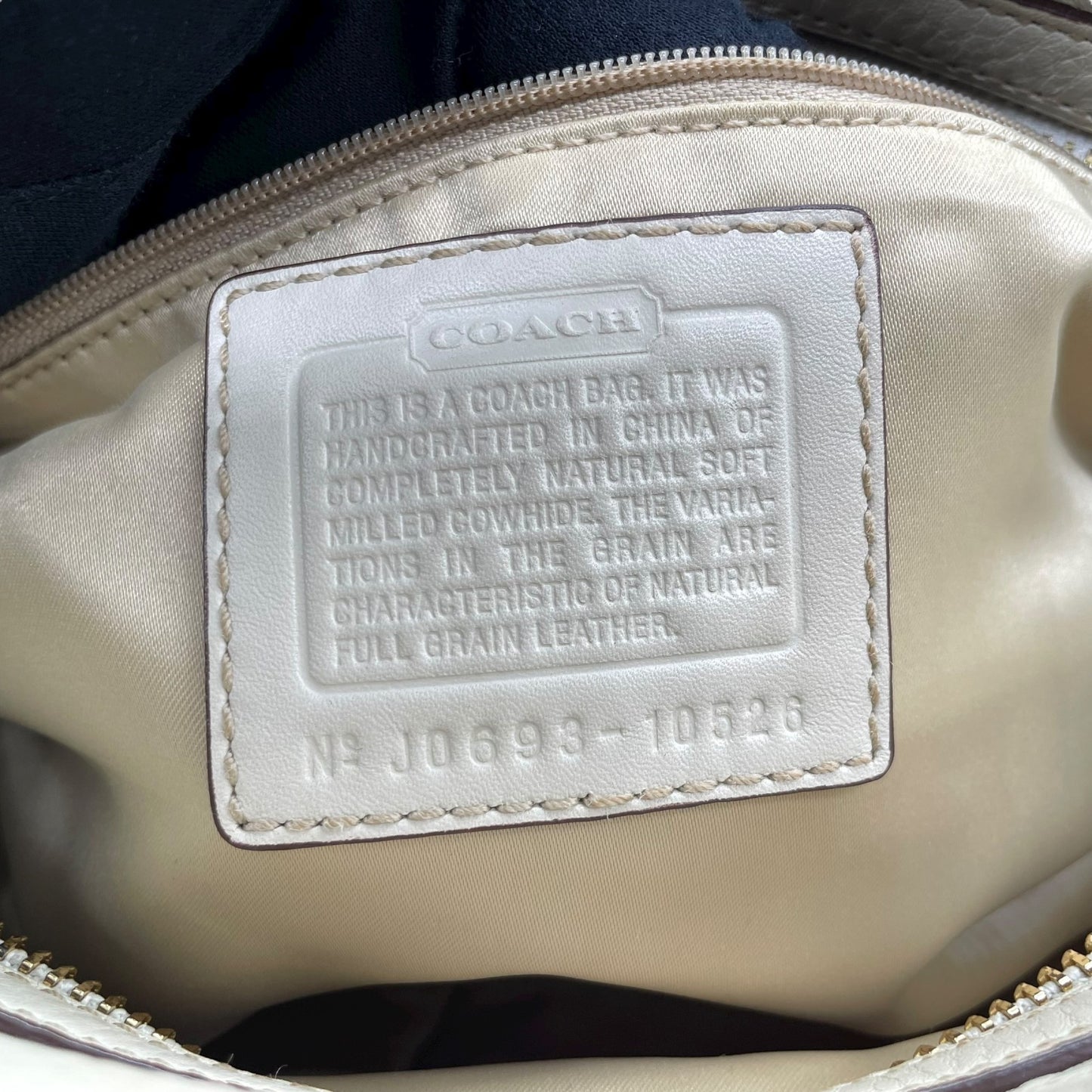 コーチ COACH ハンドバッグ レザー 白 ホワイト系 チャーム タグ付き フリンジ レディース T3