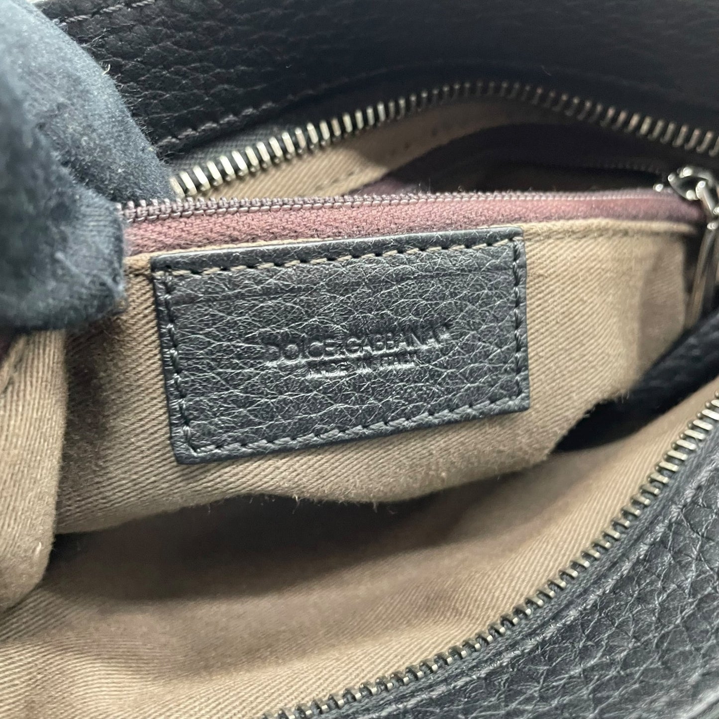 ドルチェ＆ガッバーナ Dolce & Gabbana ドルガバ D&G レオパード アニマル ショルダーバッグ キャンバス 黒 ブラック レザー コンビ ヴィンテージ C6