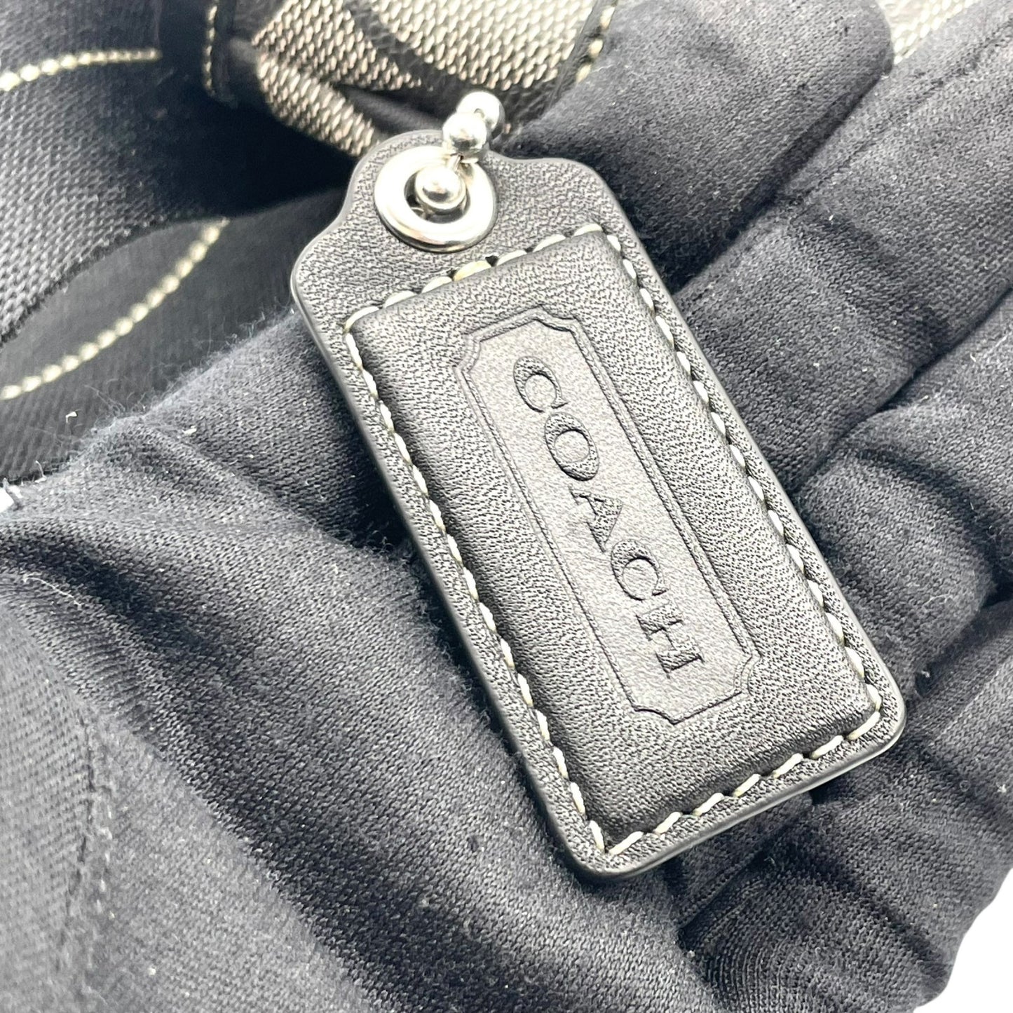 コーチ COACH シグネチャー ショルダーバッグ 黒 ブラック グレー レザー コンビ クロスボディ S50