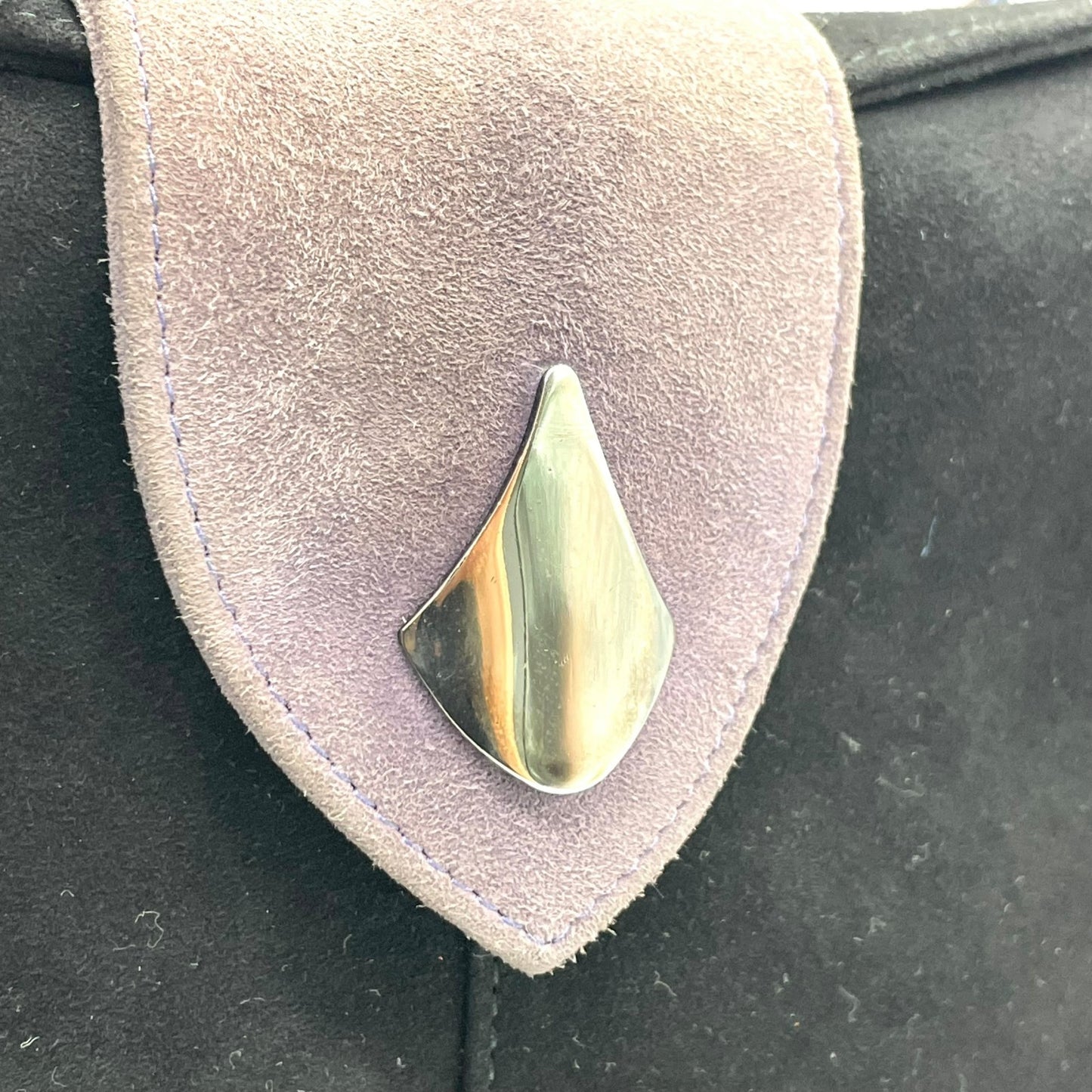 バリー BALLY スエード レザー コンビ ショルダーバッグ フラップ 黒 ブラック グレー金具 レディース C12