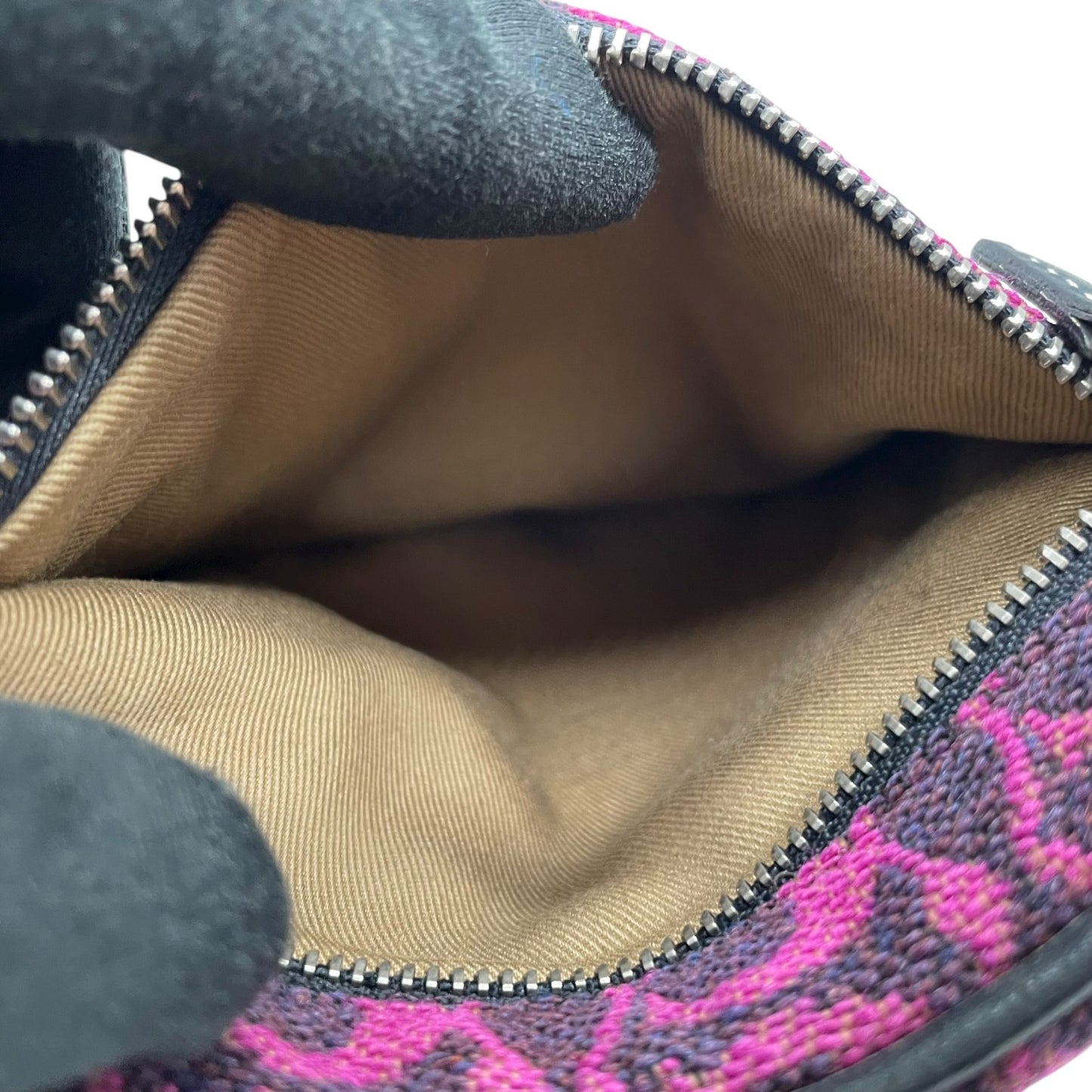 美品 コーチ COACH シグネチャー ジャカード ショルダーバッグ クロスボディ ピンク パープル ブラック レディース C8