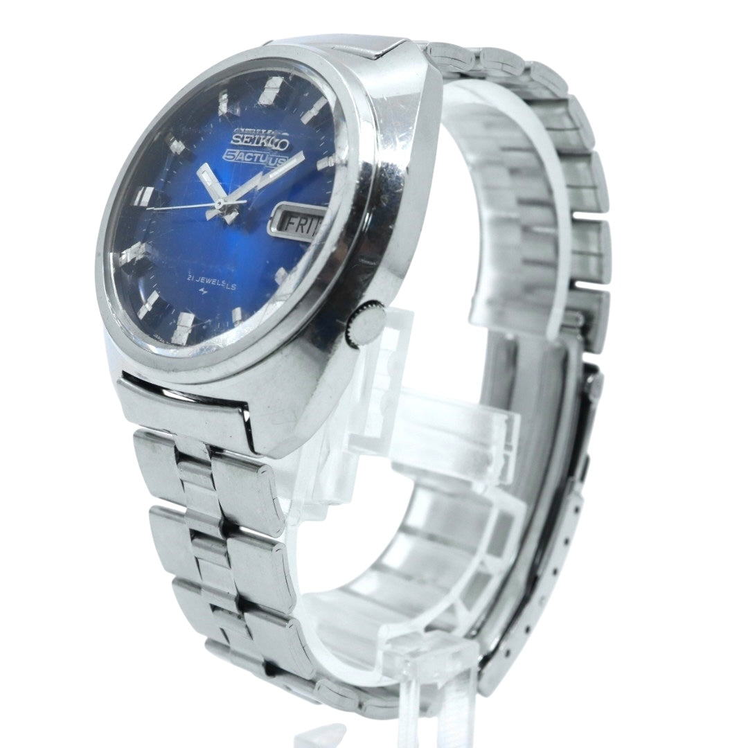 【稼働品】 SEIKO セイコー 5アクタス 腕時計 7019-7350 自動巻き 21石 デイデイト ブルーダイヤル メンズ アナログ ヴィンテージ 70年代 昭和レトロ 日本製 アンティークウォッチ クラシックデザイン クリーニング済み G4