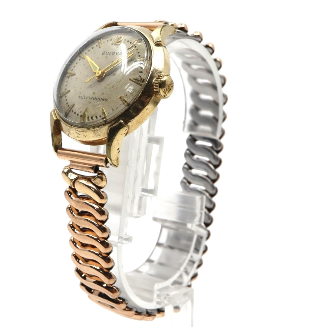 【稼働品】希少 ブローバ BULOVA 腕時計 自動巻き Selfwinding ゴールド レディースウォッチ ヴィンテージ アナログ アンティーク ドレスウォッチ クラシックデザイン ドーム風防 上品 エレガント E823841 クリーニング済み G2