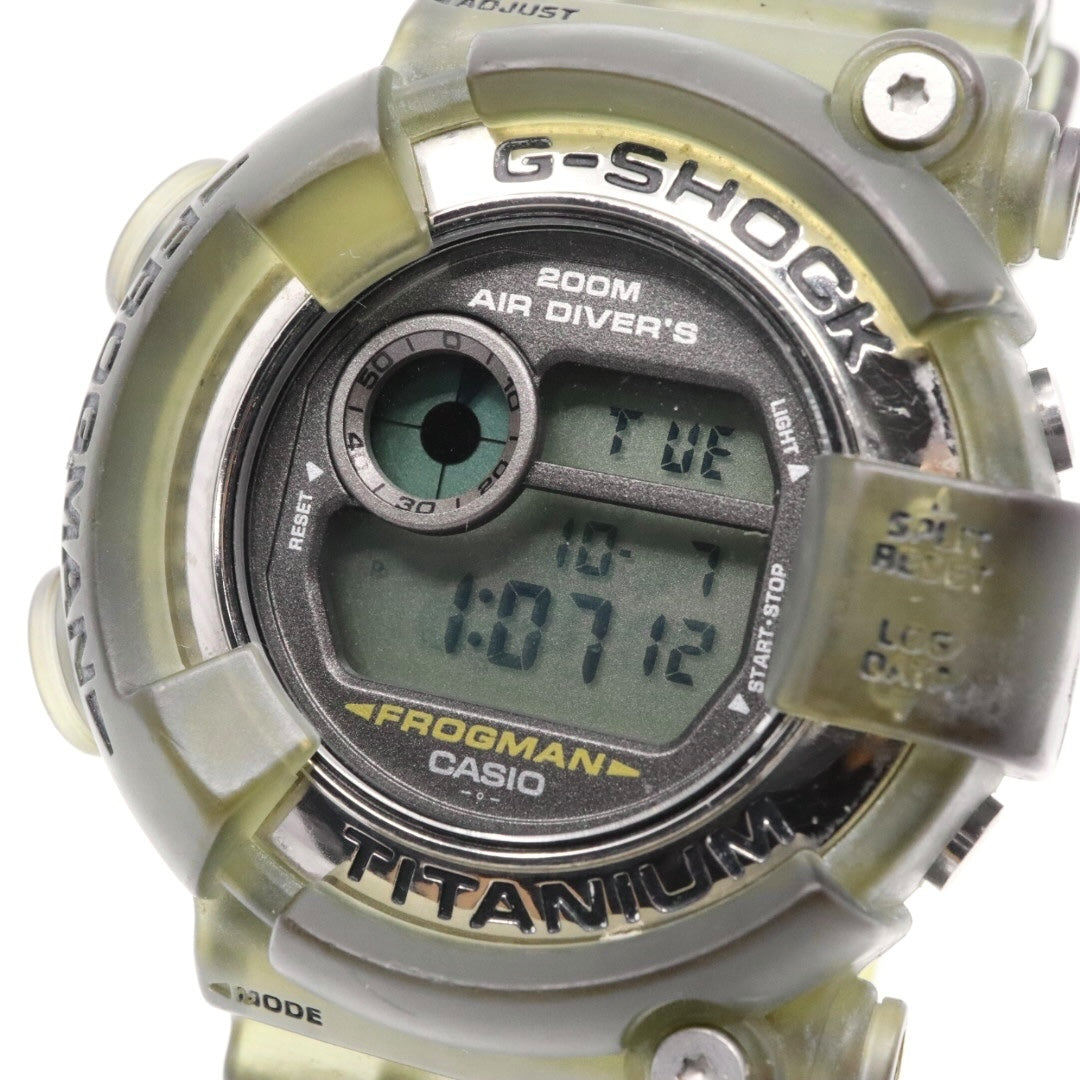 【美品】カシオ G-SHOCK FROGMAN DW-8200 フロッグマン 腕時計 メンズ デジタル チタン 200M防水 スケルトン カーキ ヴィンテージ 90年代 ストリート カジュアル タフ クリーニング済み G2