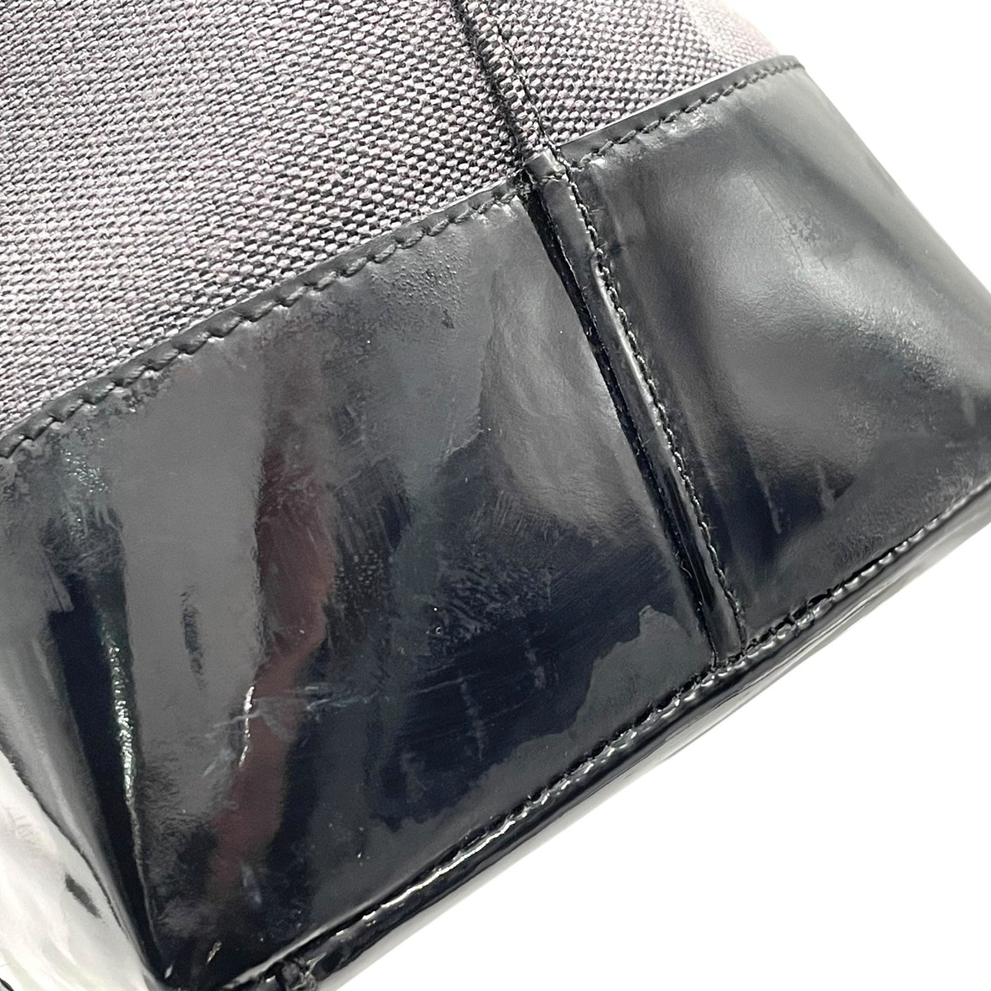 グッチ GUCCI トートバッグ ハンドバッグ ネイビー ブラック キャンバス パテントレザー 手提げ メンズ ゴールド金具 ストライプ E