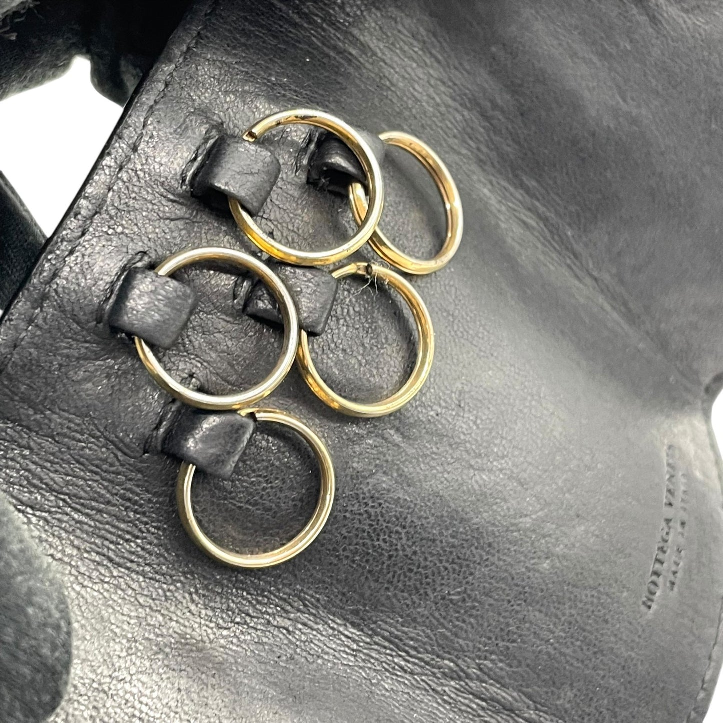 ボッテガヴェネタ BOTTEGA VENETA 三つ折り 5連 キーケース イントレチャート 黒 ブラック レザー ゴールド金具 メンズ レディース M5