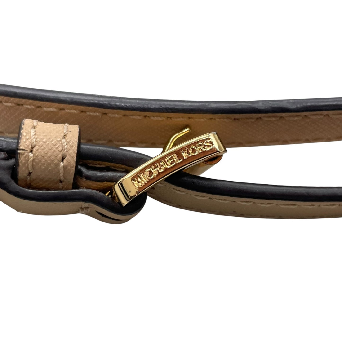 マイケルコース MICHAEL KORS ショルダーバッグ ベージュ レザー ゴールド金具 ロゴ 斜め掛け可 ファスナー開閉 レディース S98