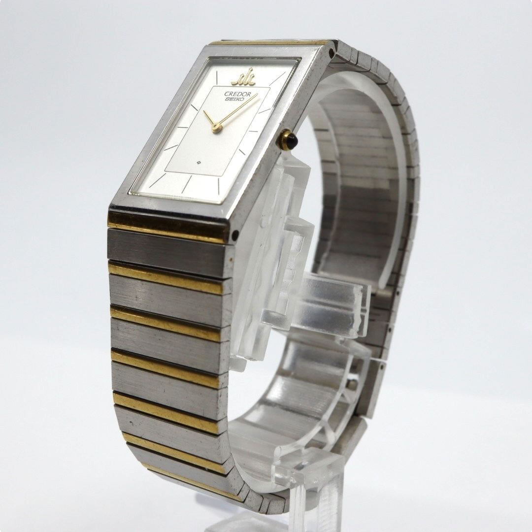 美品 電池交換済 クリーニング済 セイコー クレドール SEIKO CREDOR 8420-6400 腕時計 レディースウォッチ スクエア コンビ SS 22Kベゼル クォーツ シルバー文字盤 アナログ エレガント クラシック ドレスウォッチ 稼働品 G3